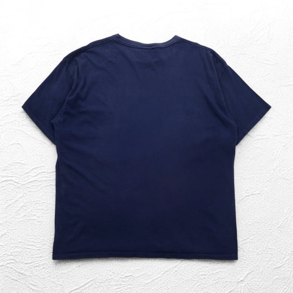 JOSTENS SPORTSWEAR Anni '90 Made in USA MLB INDIANS T-Shirt Stampata XL Blu Navy Cucitura Singola