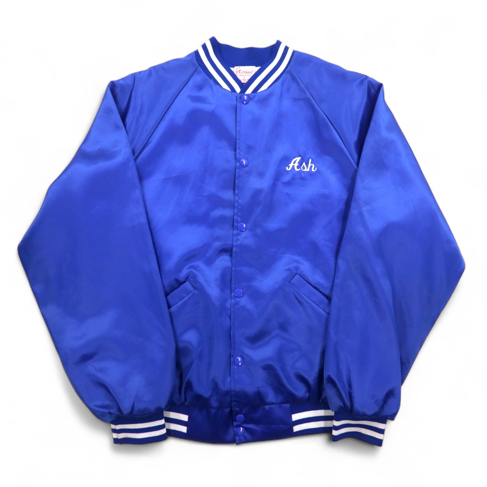 Cardinal Anni '90 USA Giacca College L Blu Nylon NEW ROCHELLE Baseball Stampa Posteriore