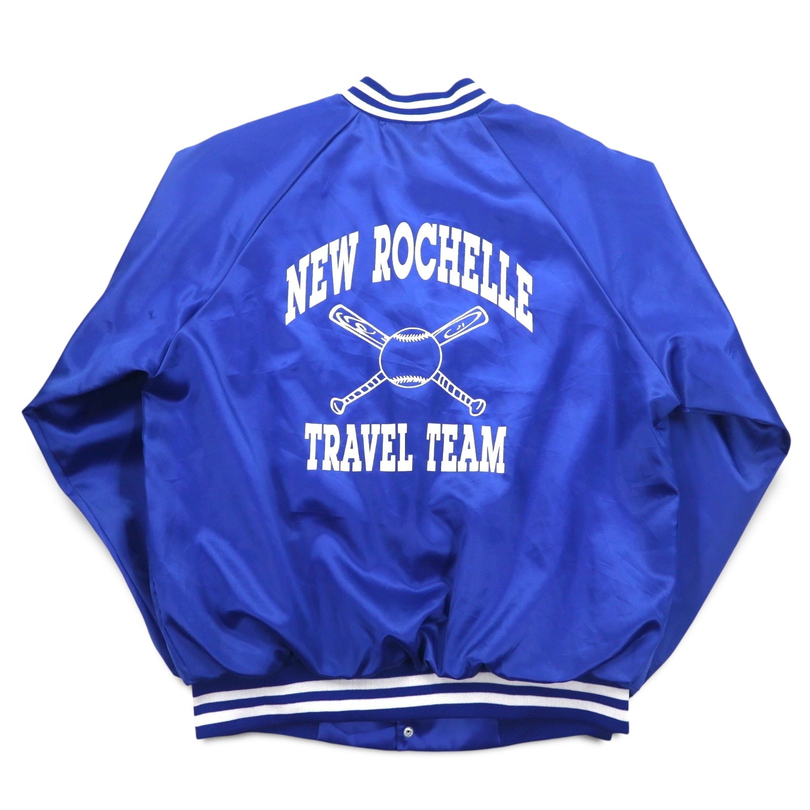 Cardinal Anni '90 USA Giacca College L Blu Nylon NEW ROCHELLE Baseball Stampa Posteriore