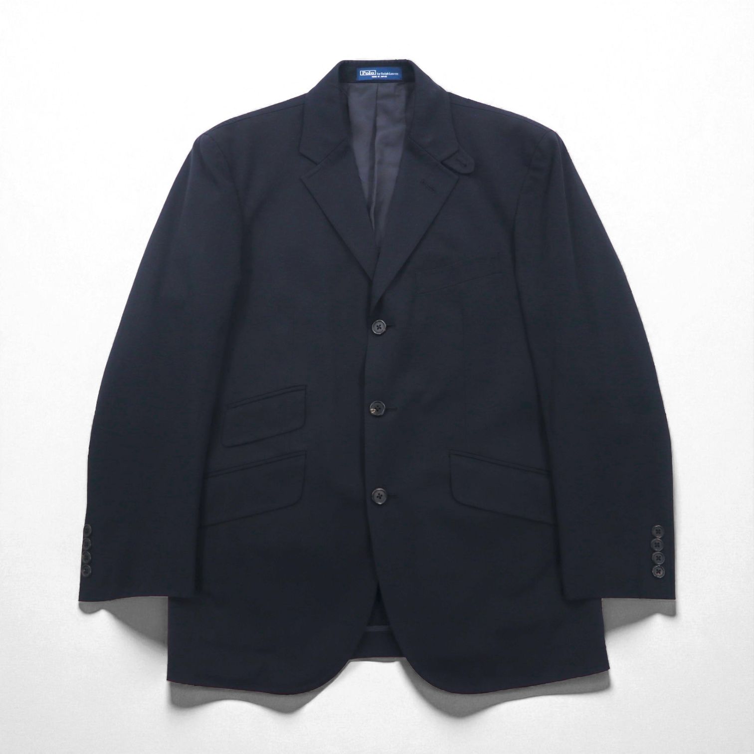 Polo Ralph Lauren 日本製 3B テーラードジャケット S ブラック チンストラップ
