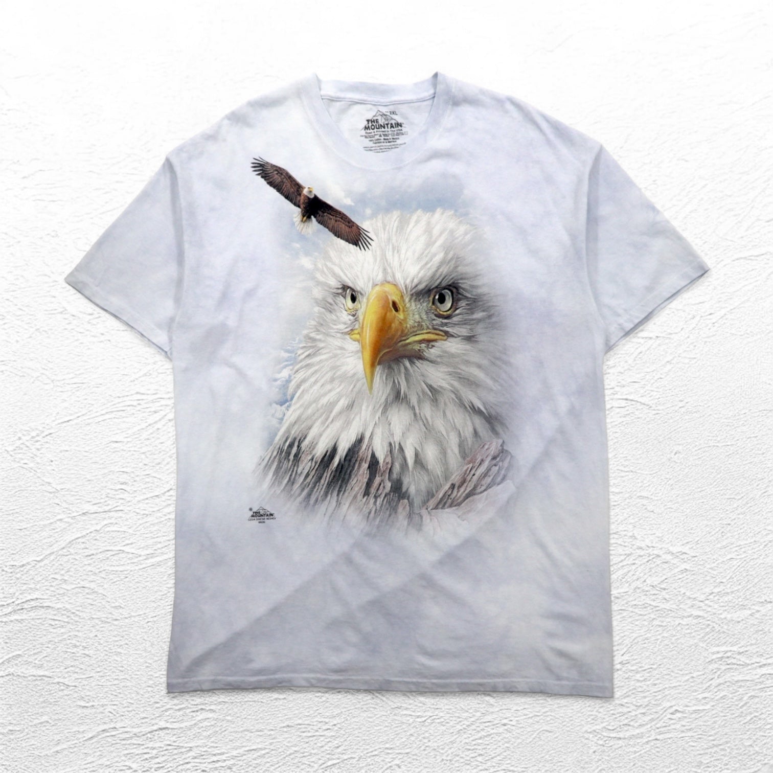 THE MOUNTAIN T-shirt tie-dye oversize 2XL blu stampa animale aquila made in Mexico