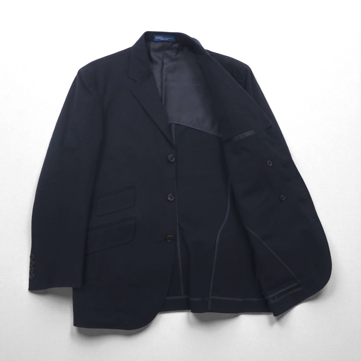 Polo Ralph Lauren 日本製 3B テーラードジャケット S ブラック チンストラップ