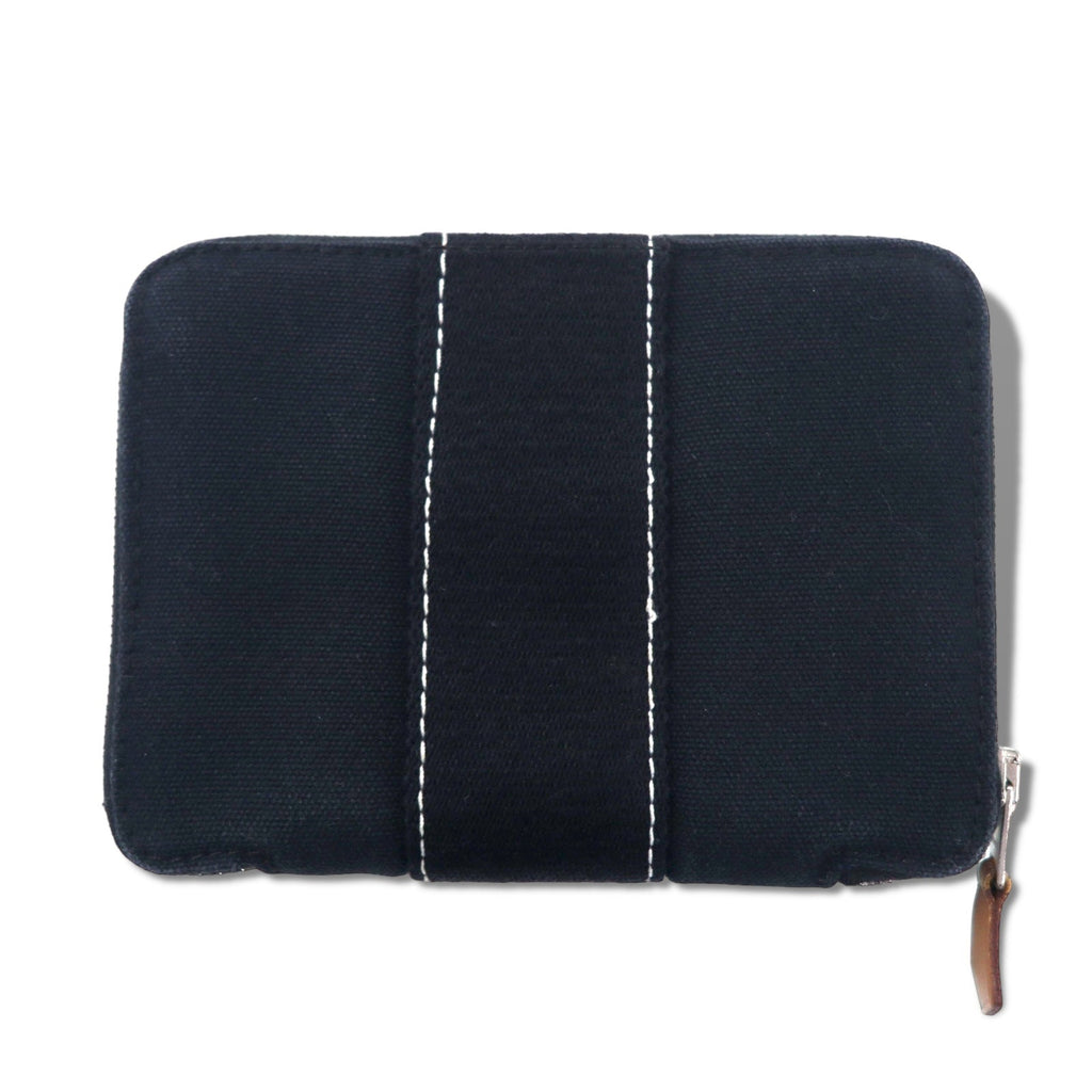 HERMES Francia Fourre-tout Purse PM portafoglio a due ante mini nero tela cerniera riri con chiusura a cerniera lampo