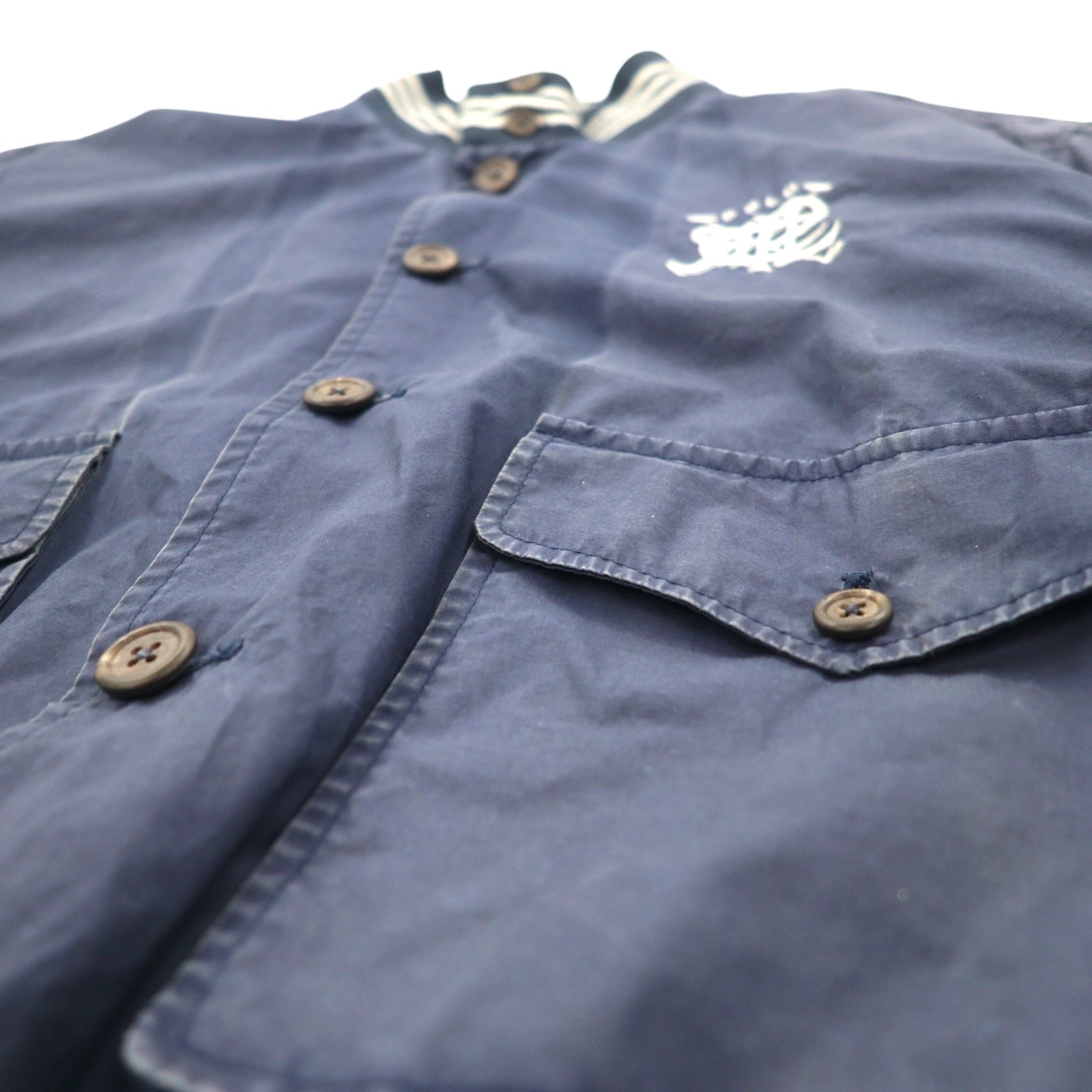 Polo by Ralph Lauren 90年代 ボタスタ スポーツジャケット S ネイビー エンブレムロゴ刺繍