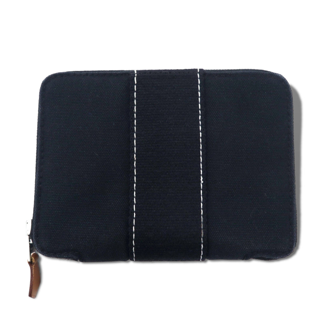 HERMES Francia Fourre-tout Purse PM portafoglio a due ante mini nero tela cerniera riri con chiusura a cerniera lampo