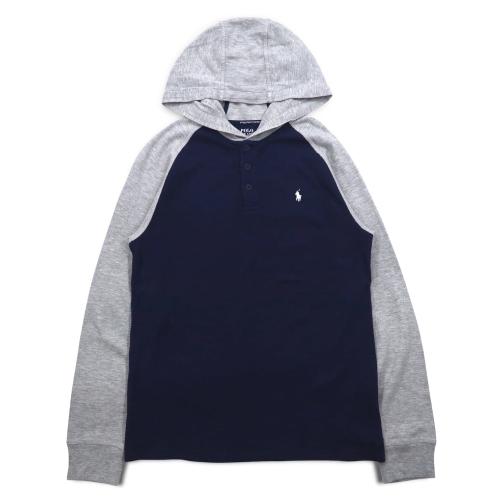POLO RALPH LAUREN felpa con cappuccio mezza zip XL blu navy piqué PERFORMANCE numerazione small pony