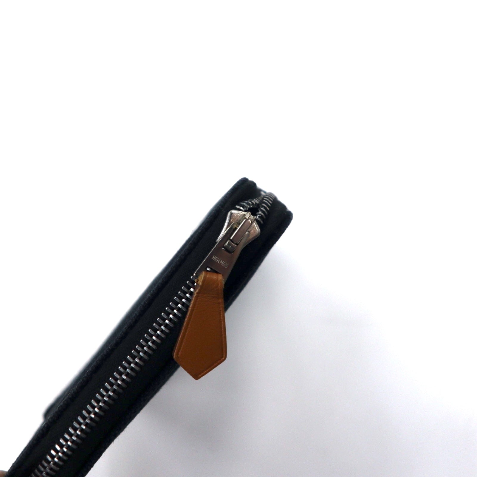 HERMES Francia Fourre-tout Purse PM portafoglio a due ante mini nero tela cerniera riri con chiusura a cerniera lampo