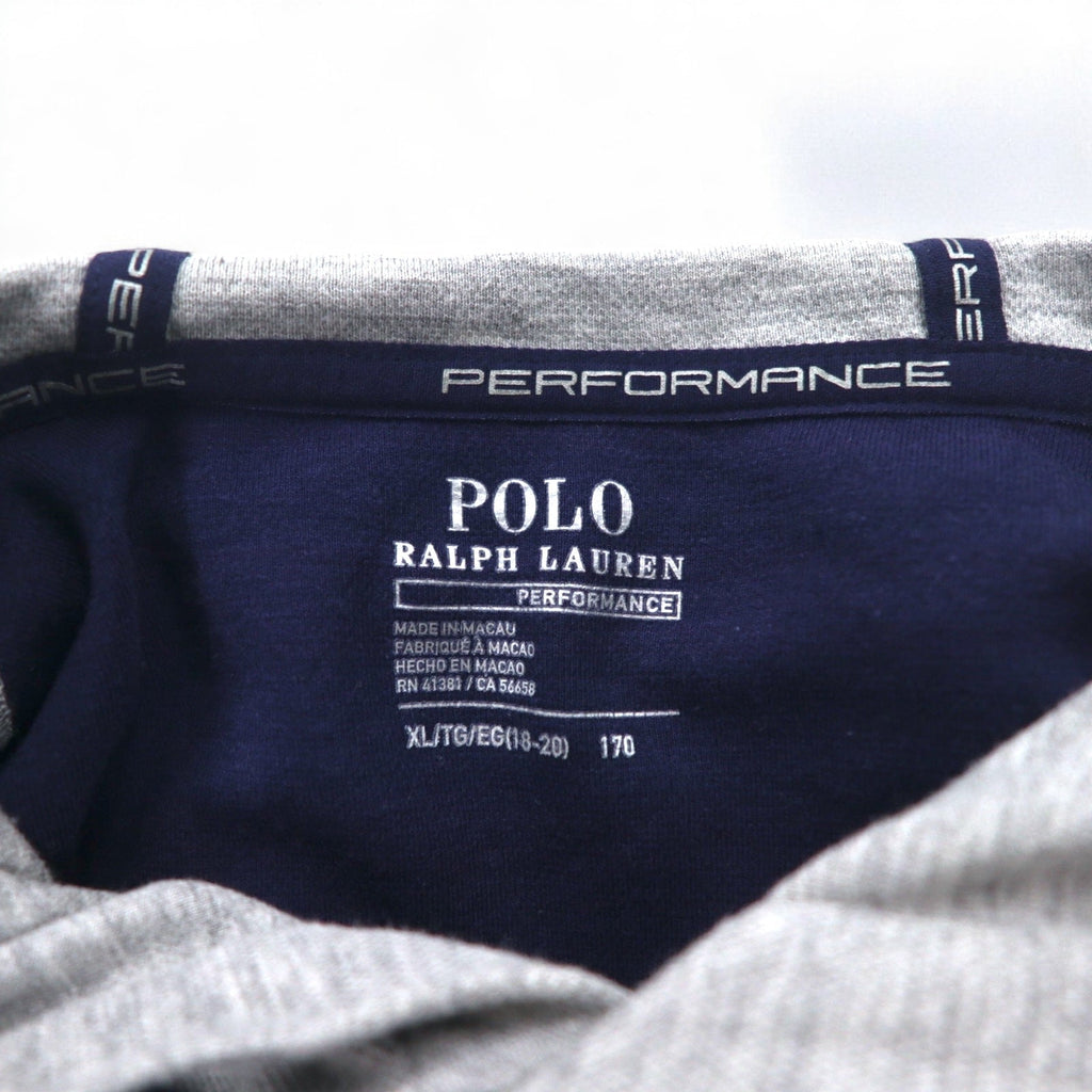POLO RALPH LAUREN felpa con cappuccio mezza zip XL blu navy piqué PERFORMANCE numerazione small pony