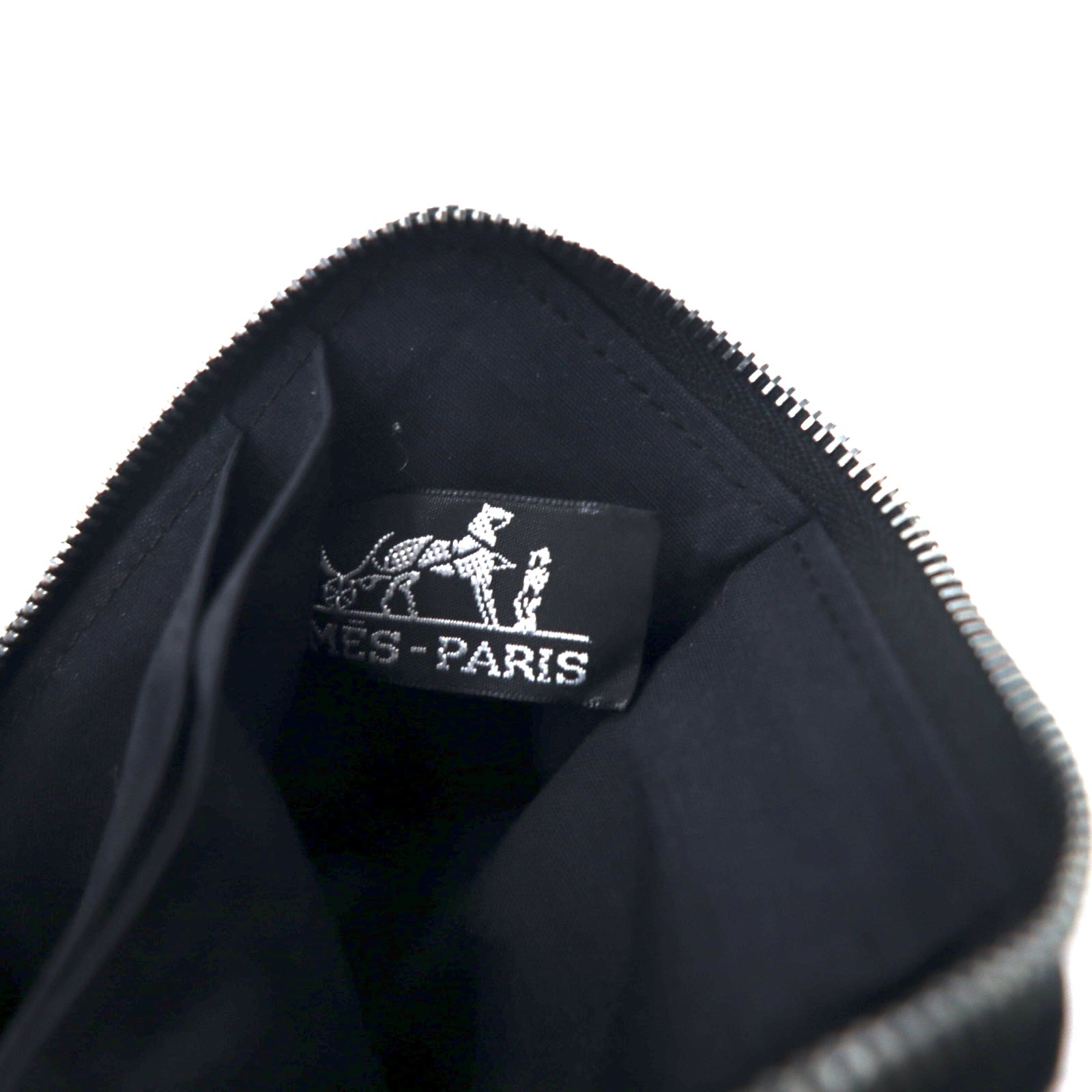 HERMES Francia Fourre-tout Purse PM portafoglio a due ante mini nero tela cerniera riri con chiusura a cerniera lampo