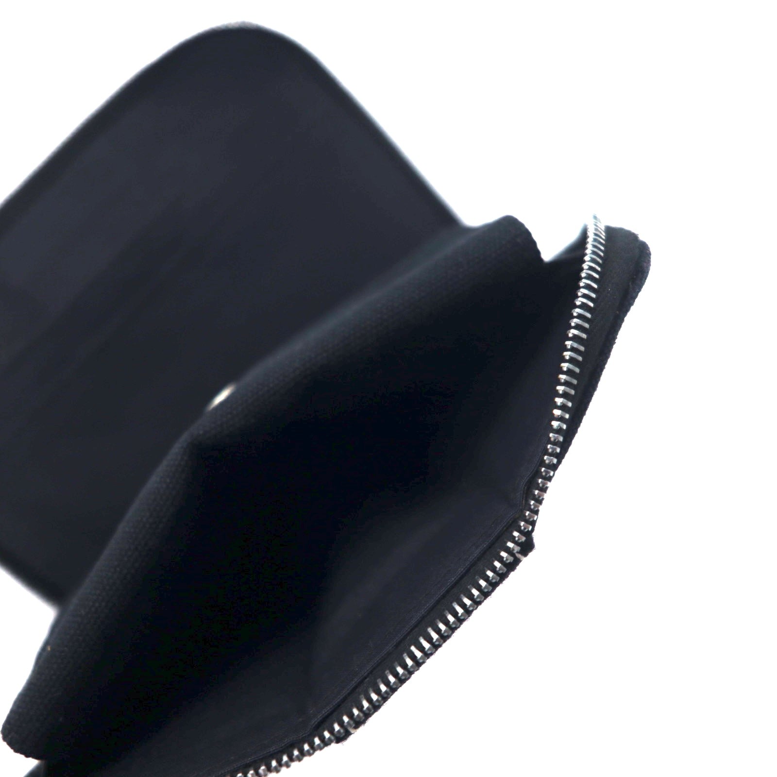 HERMES Francia Fourre-tout Purse PM portafoglio a due ante mini nero tela cerniera riri con chiusura a cerniera lampo