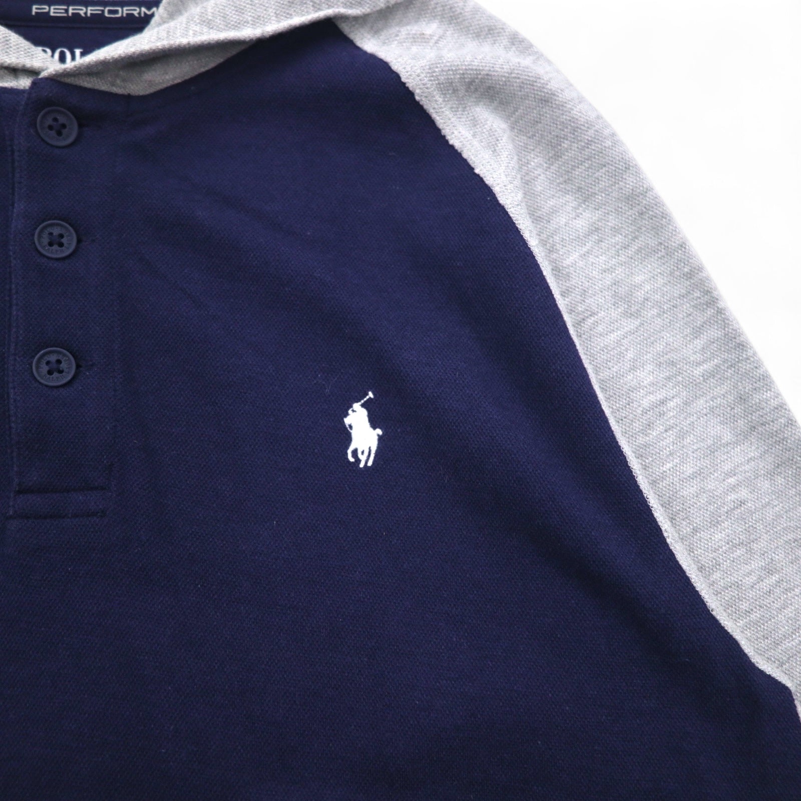 POLO RALPH LAUREN felpa con cappuccio mezza zip XL blu navy piqué PERFORMANCE numerazione small pony