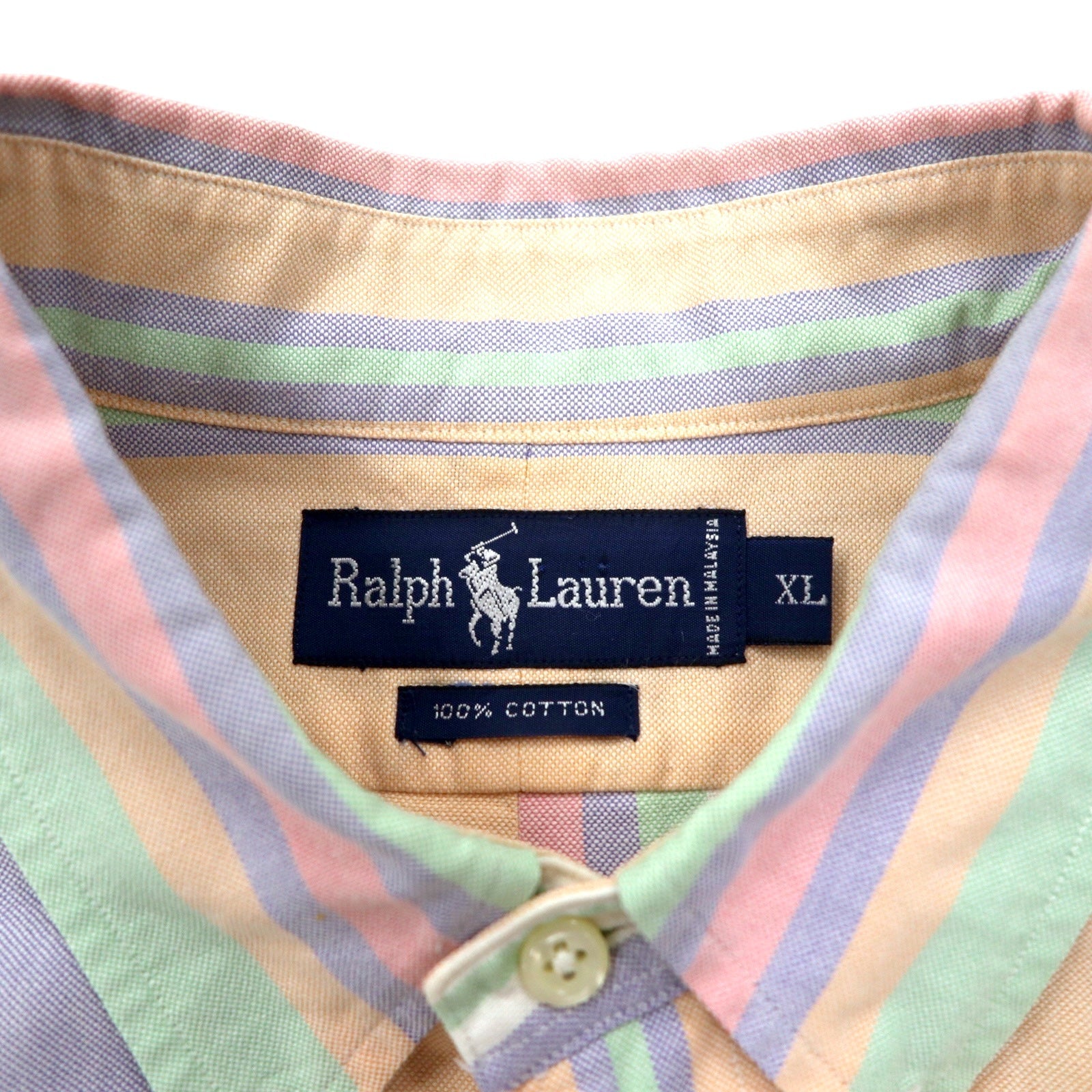 Ralph Lauren 90年代 マルチストライプ ボタンダウンシャツ XL マルチカラー コットン スモールポニー 刺繍