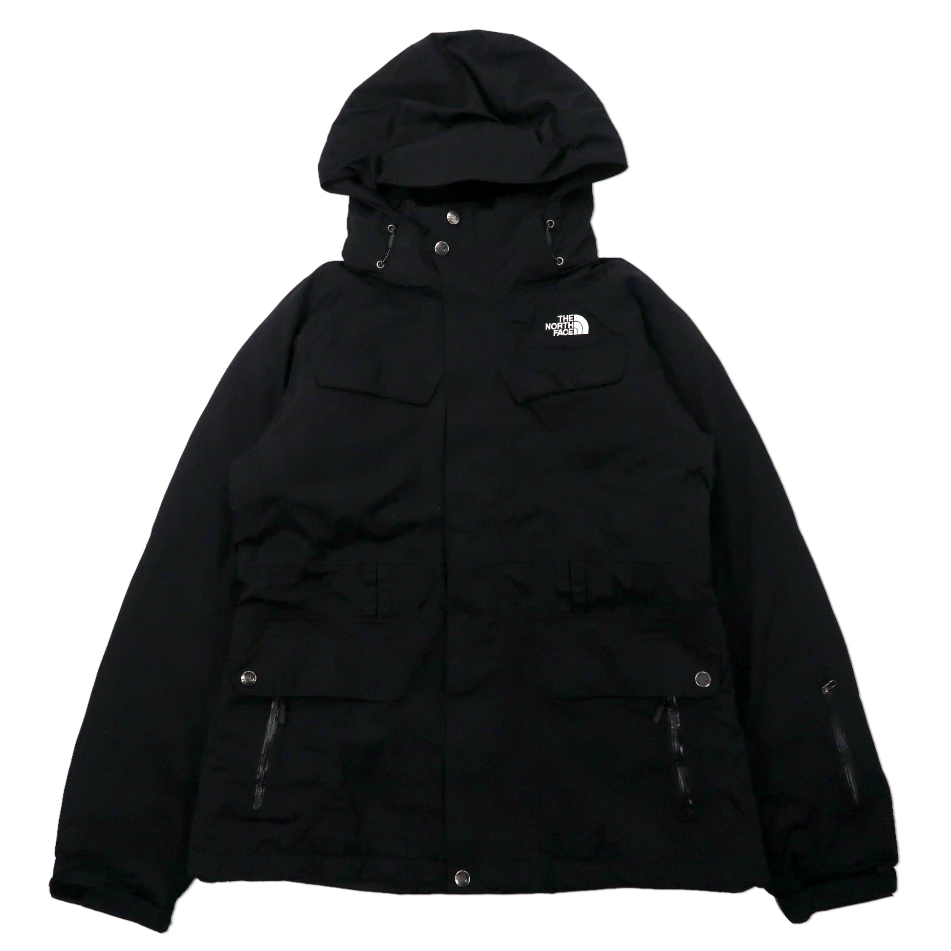 THE NORTH FACE Giacca a vento taglia M, colore nero, in nylon 550 HYVENT, impermeabile, collo alto, cappuccio removibile