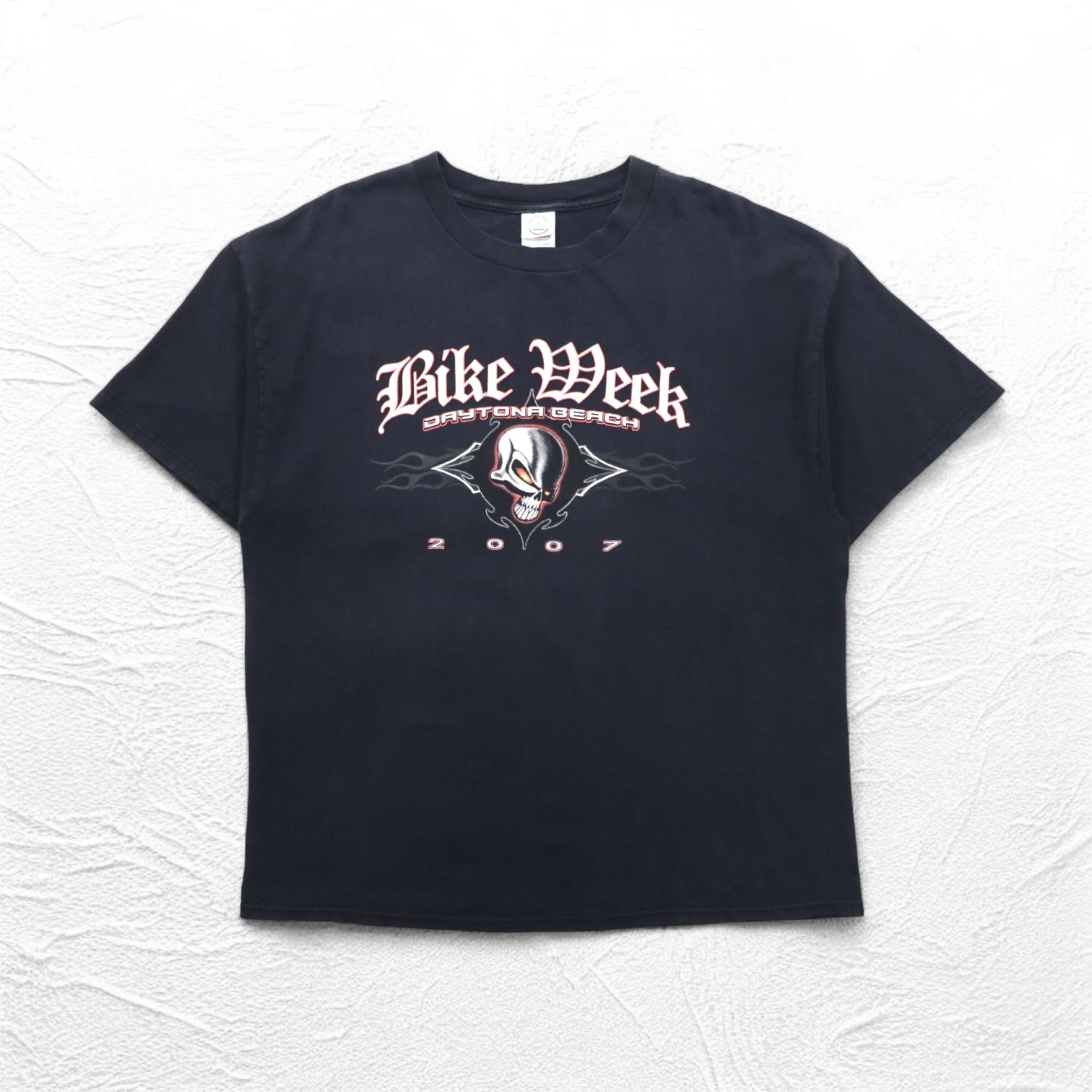 DELTA Anni '00 Maglia in USA Stampa teschio T-shirt PRO WEIGHT XL Nera Stampa fronte/retro Bike Week