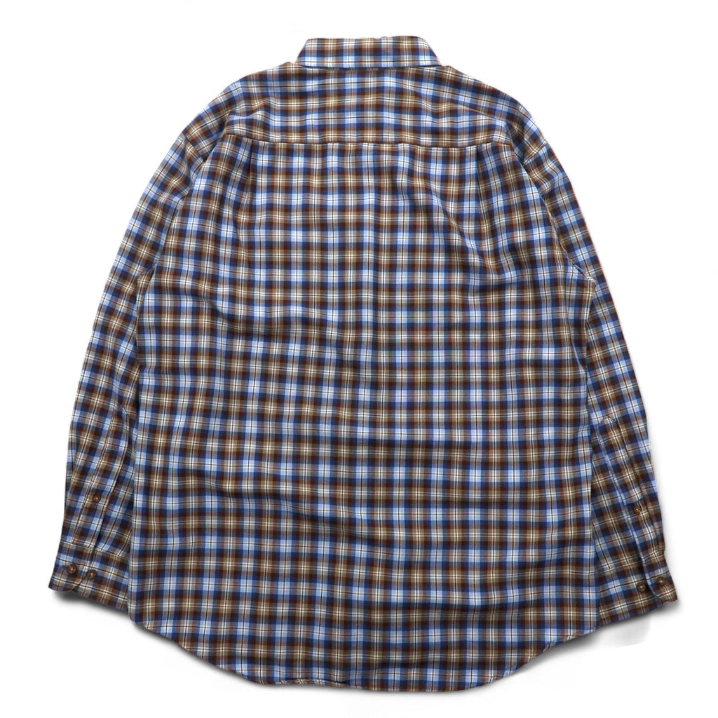 PENDLETON Camicia button-down a quadri in lana L Blu Marrone Fatta in Messico