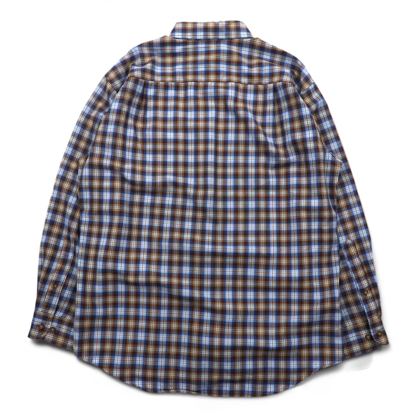PENDLETON Camicia button-down a quadri in lana L Blu Marrone Fatta in Messico