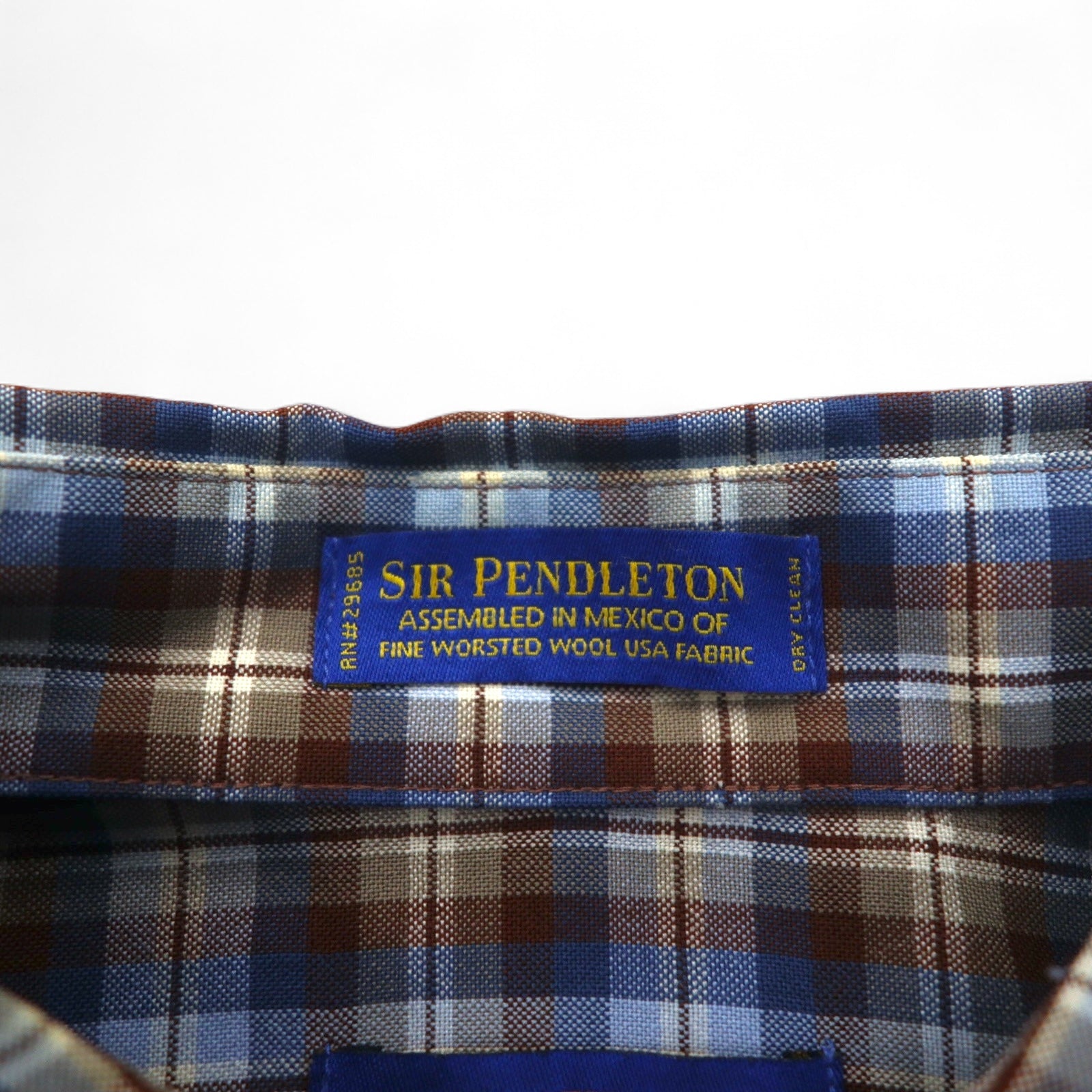 PENDLETON Camicia button-down a quadri in lana L Blu Marrone Fatta in Messico