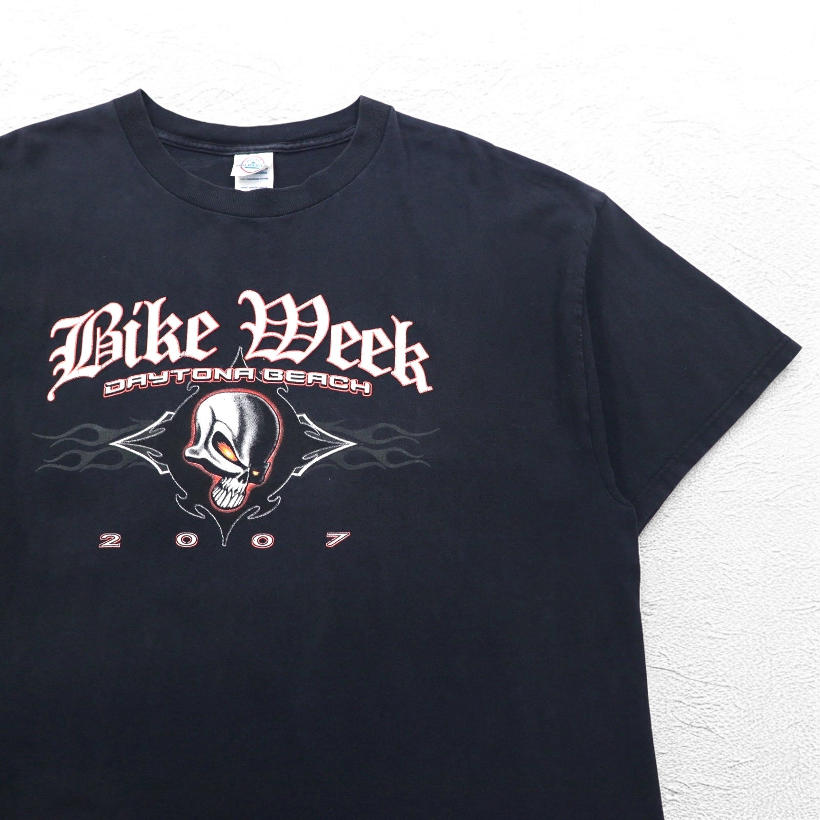 DELTA Anni '00 Maglia in USA Stampa teschio T-shirt PRO WEIGHT XL Nera Stampa fronte/retro Bike Week
