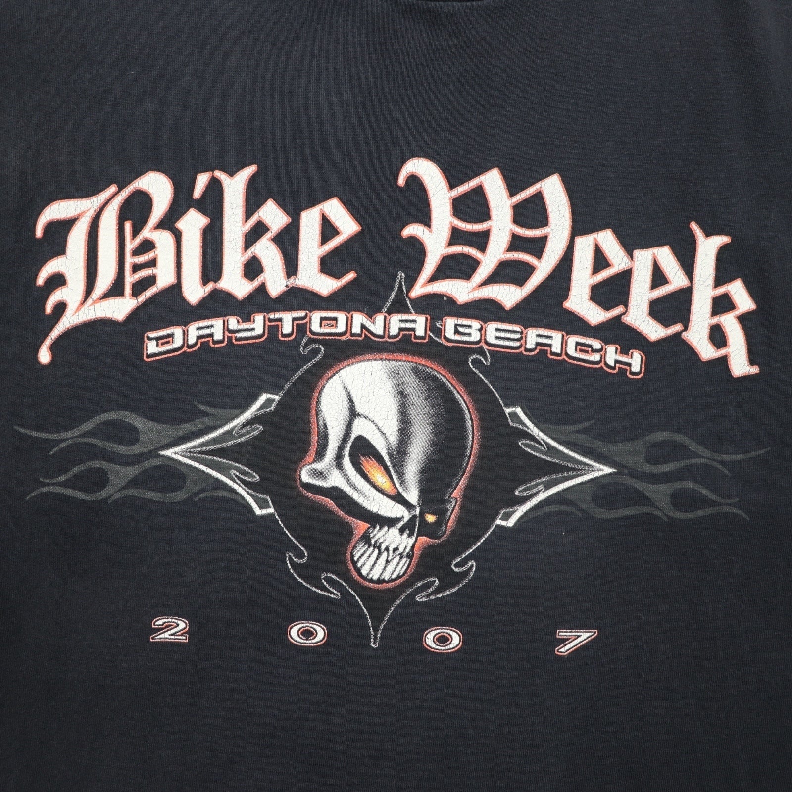 DELTA Anni '00 Maglia in USA Stampa teschio T-shirt PRO WEIGHT XL Nera Stampa fronte/retro Bike Week