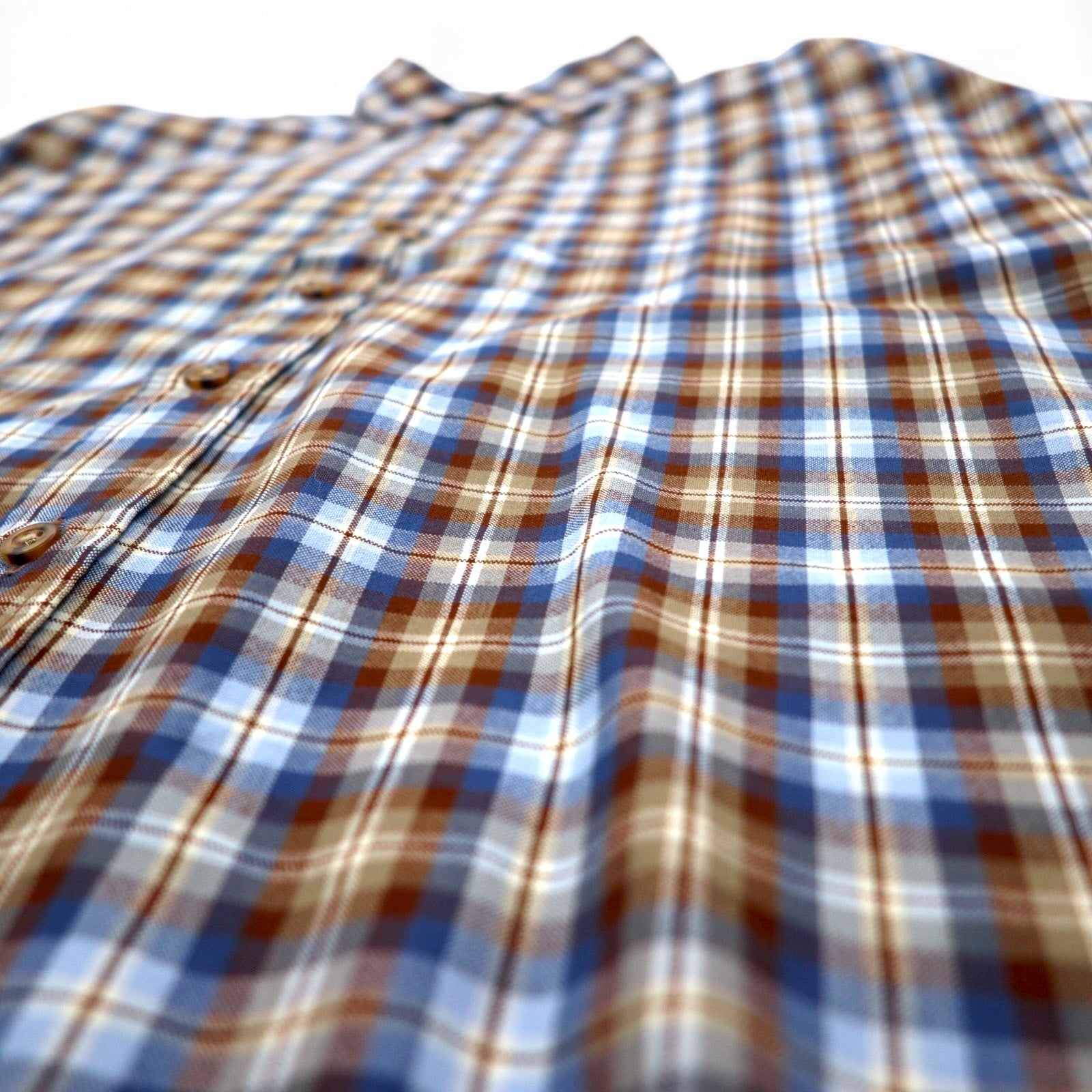 PENDLETON Camicia button-down a quadri in lana L Blu Marrone Fatta in Messico