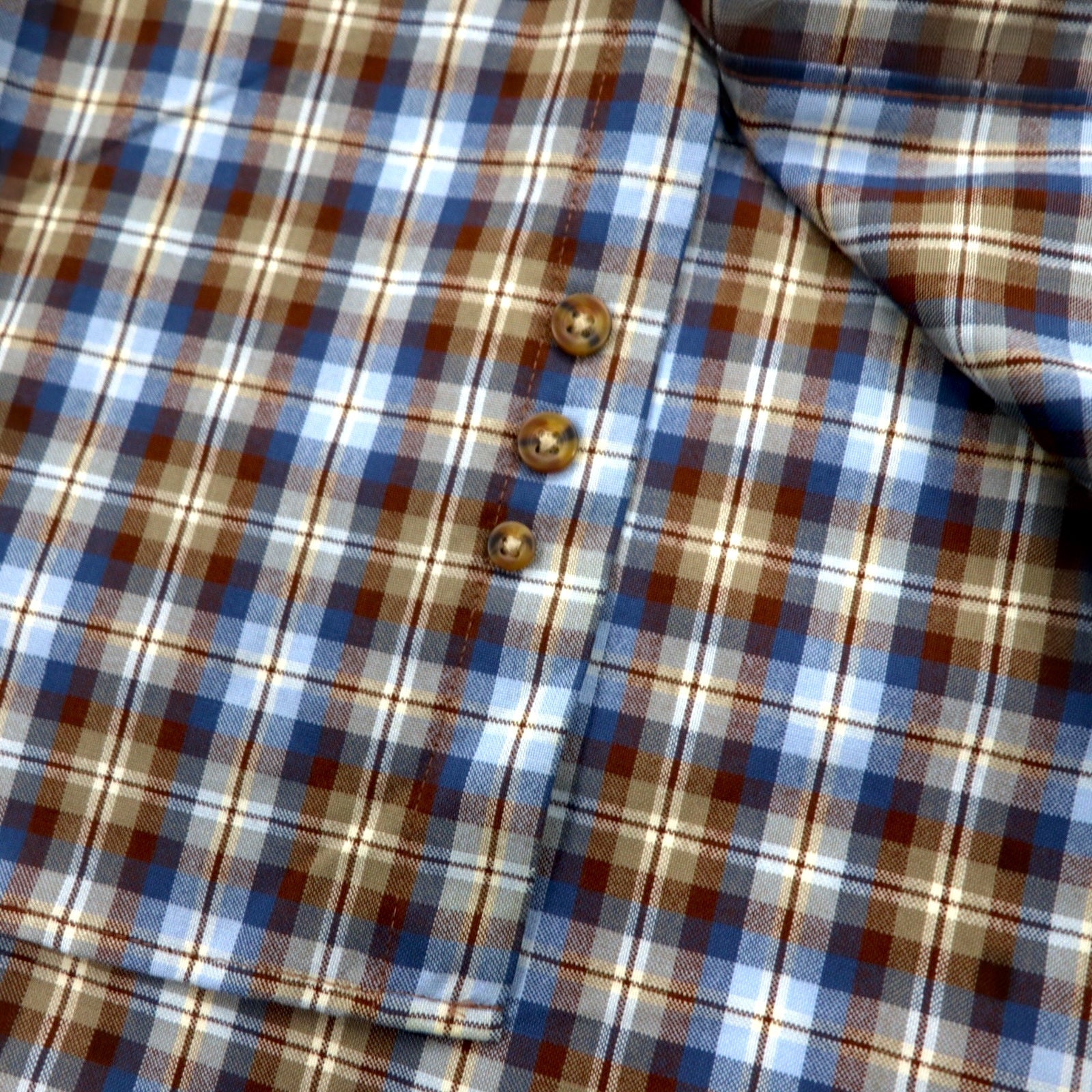 PENDLETON Camicia button-down a quadri in lana L Blu Marrone Fatta in Messico