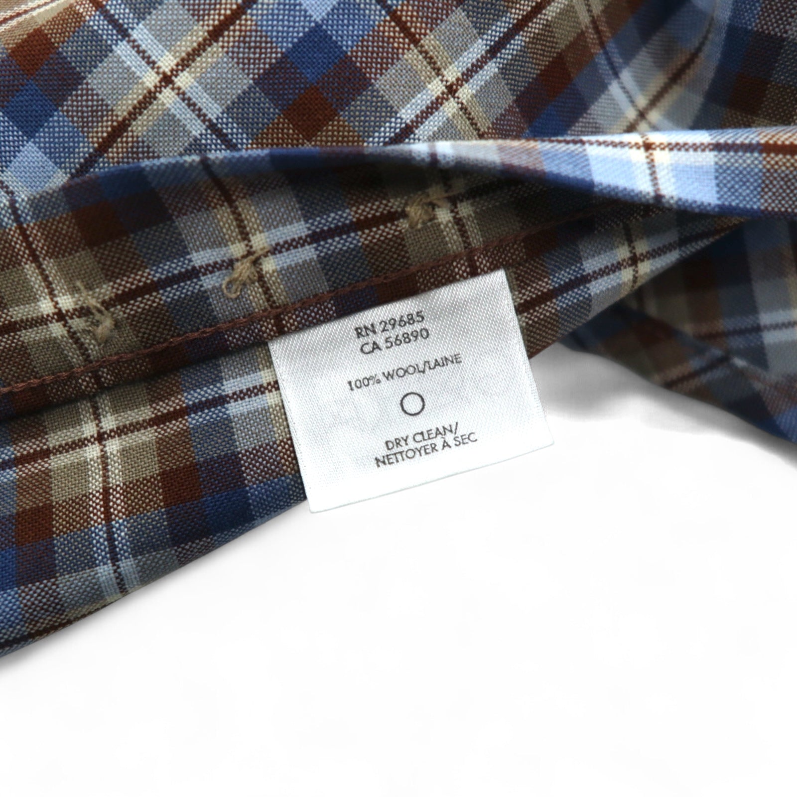 PENDLETON Camicia button-down a quadri in lana L Blu Marrone Fatta in Messico