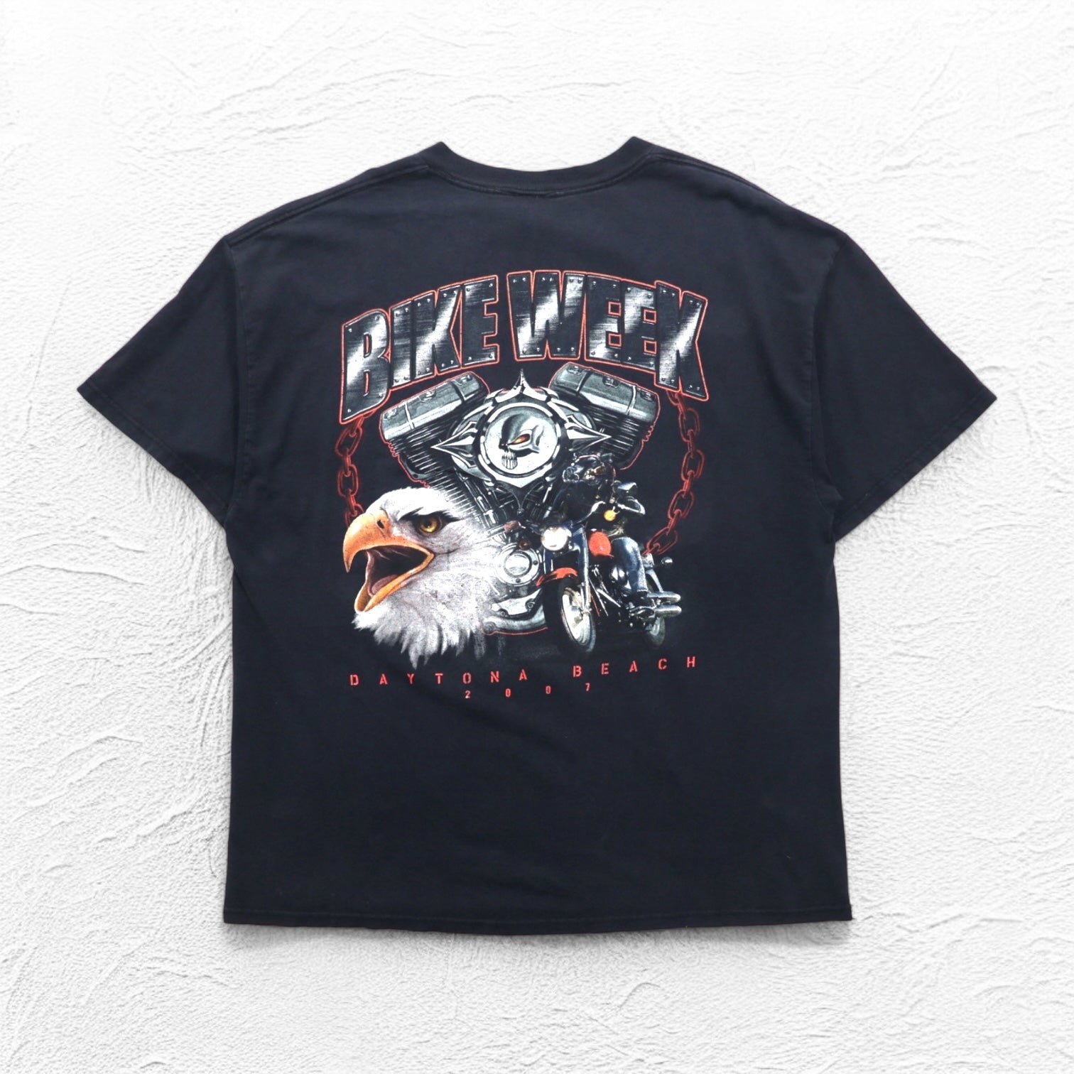 DELTA Anni '00 Maglia in USA Stampa teschio T-shirt PRO WEIGHT XL Nera Stampa fronte/retro Bike Week