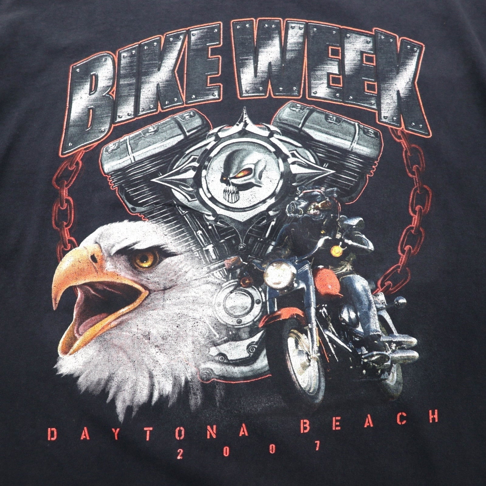 DELTA Anni '00 Maglia in USA Stampa teschio T-shirt PRO WEIGHT XL Nera Stampa fronte/retro Bike Week