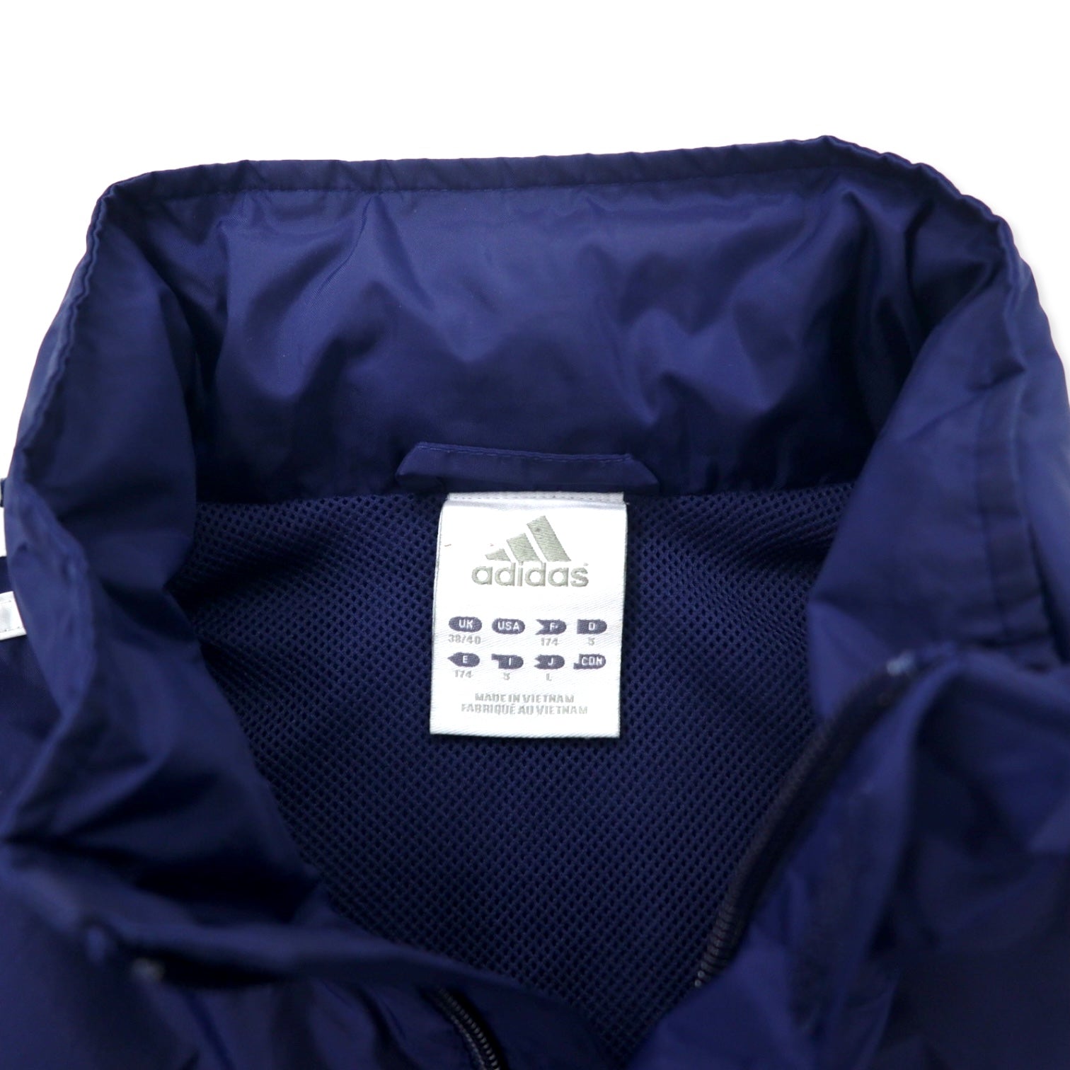 Giacca da tuta adidas, giacca a vento, maglia, taglia L, blu navy, poliestere, idrorepellente, fodera in mesh, 3 strisce