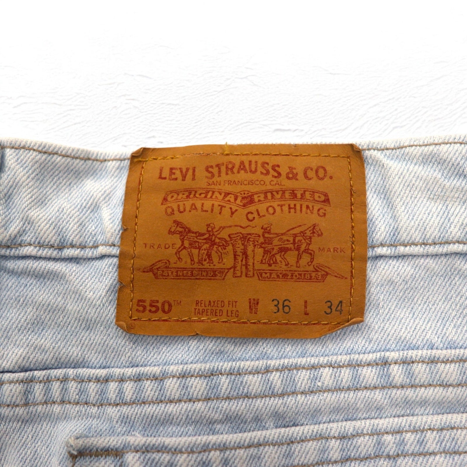 Levi's anni '90, Made in USA, 550 RELAXED FIT, jeans affusolati, taglia XL, blu, cerniera, 550-4804