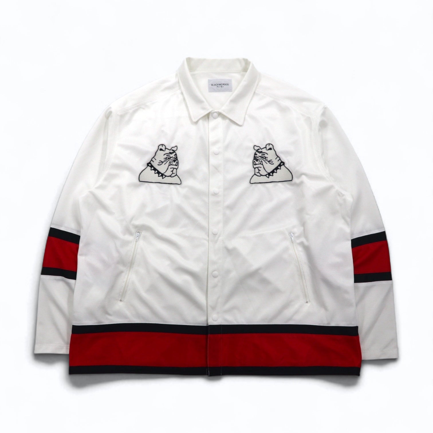 BLACKWEIRDOS Maglia in poliestere Giacca Tuta FREE Bianca Patch Bottoni a pressione
