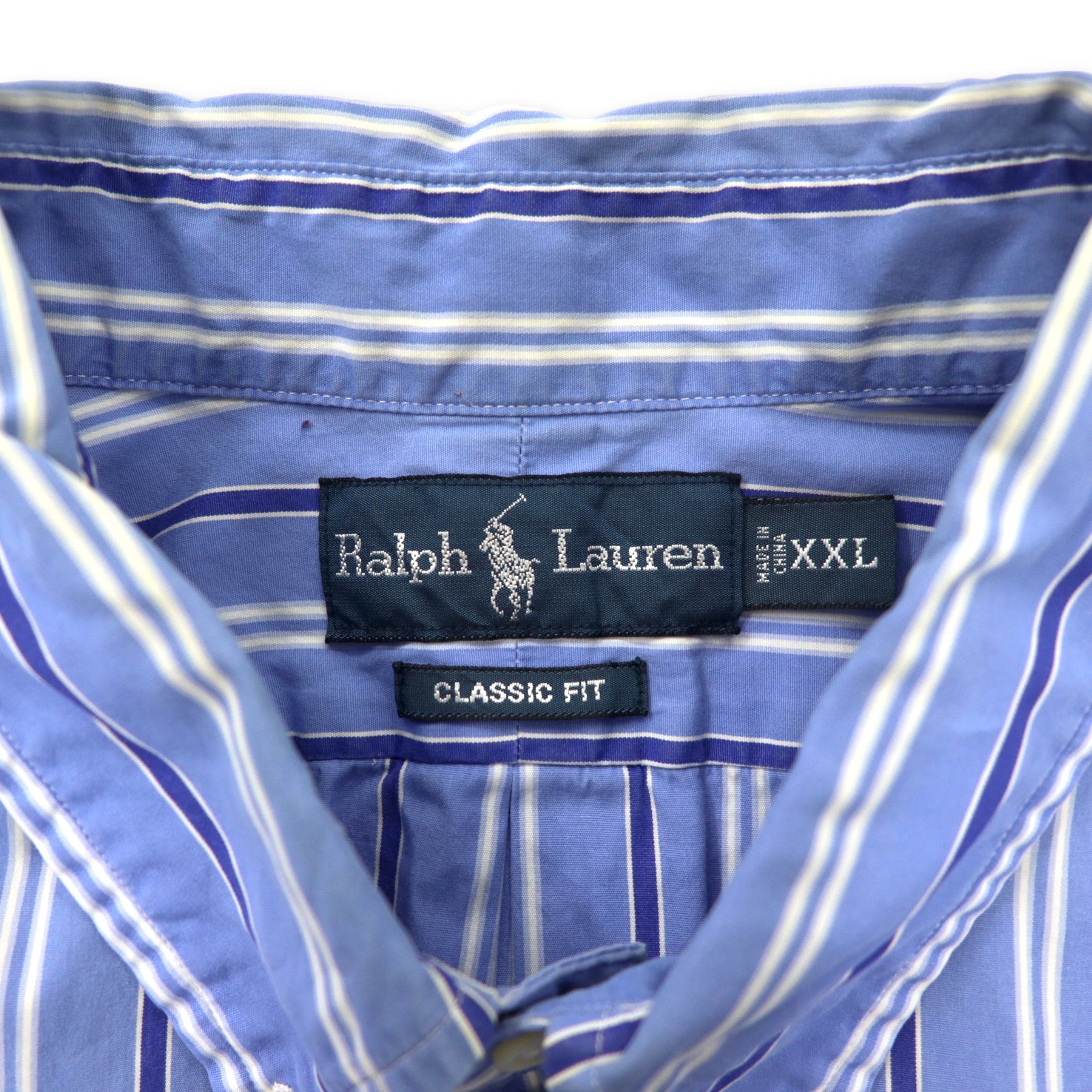 Ralph Lauren ボタンダウンシャツ XXL ブルー ストライプ コットン CLASSIC FIT スモールポニー刺繍 ビッグサイズ