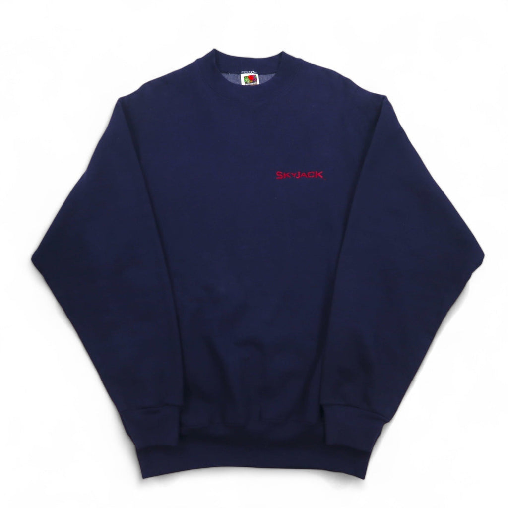 FRUIT OF THE LOOM 90年代 USA製 SUPER COTTON スウェット L ネイビー 裏起毛 SKYJACK ワンポイント刺繍