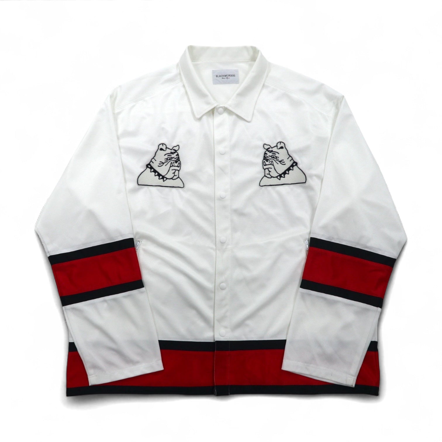 BLACKWEIRDOS Maglia in poliestere Giacca Tuta FREE Bianca Patch Bottoni a pressione