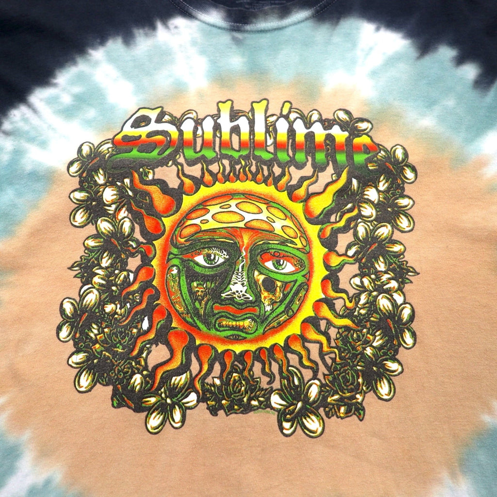 Sublime T-Shirt anni 2000, taglia XL, in cotone nero tie-dye, motivo sole, Made in Mexico