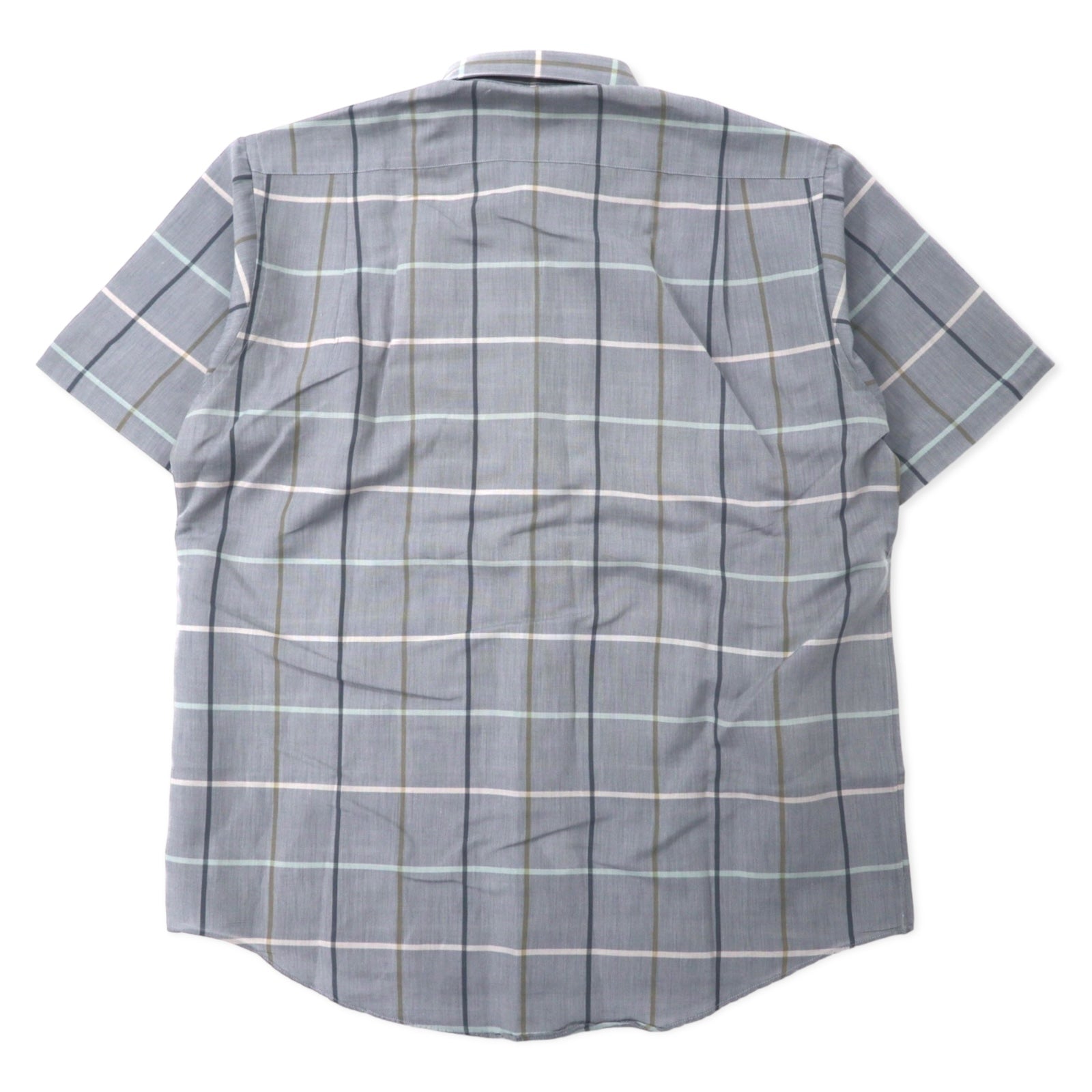 Camicia elegante a maniche corte Burberrys con motivo a finestre, taglia L, grigia, in lino e cotone, made in Japan