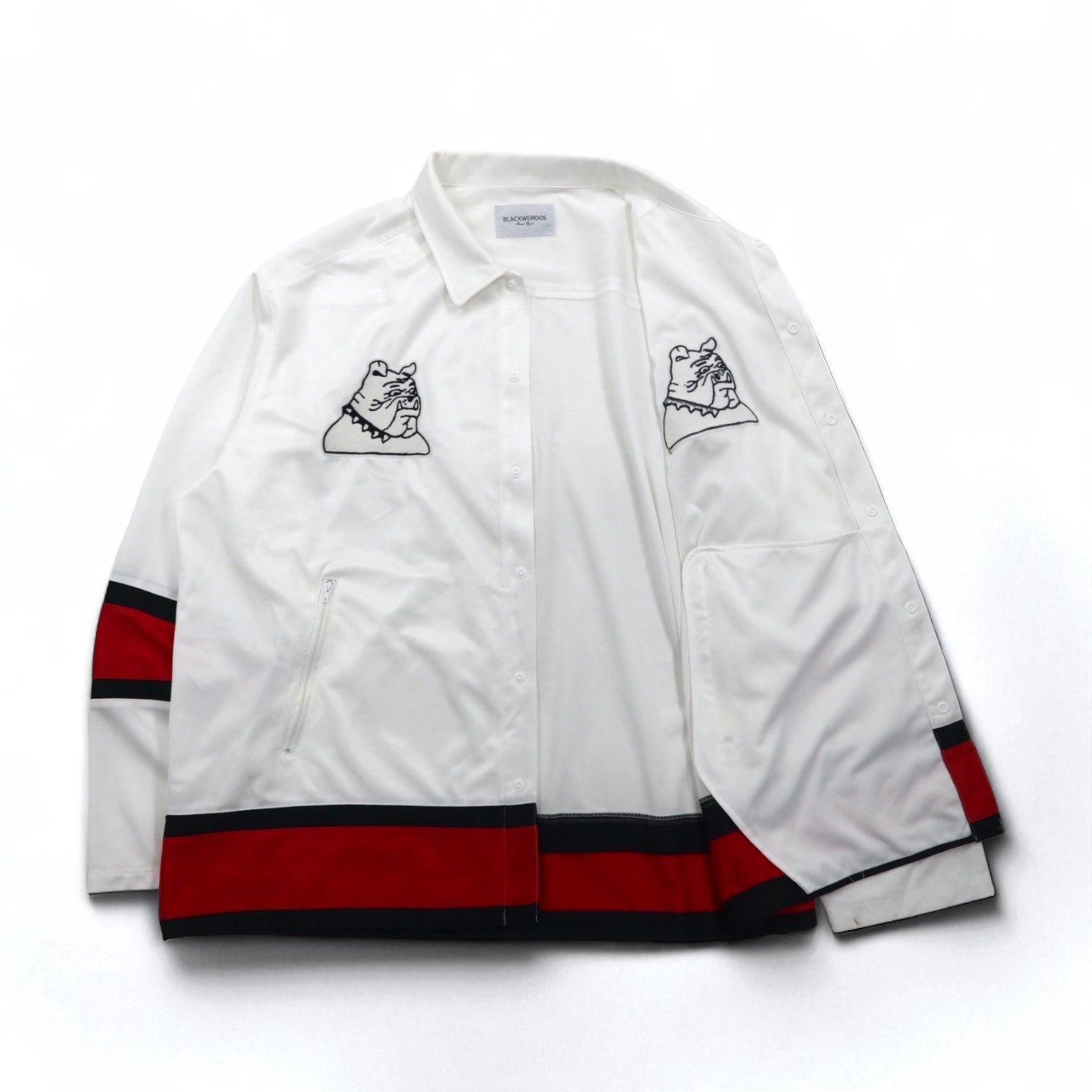 BLACKWEIRDOS Maglia in poliestere Giacca Tuta FREE Bianca Patch Bottoni a pressione