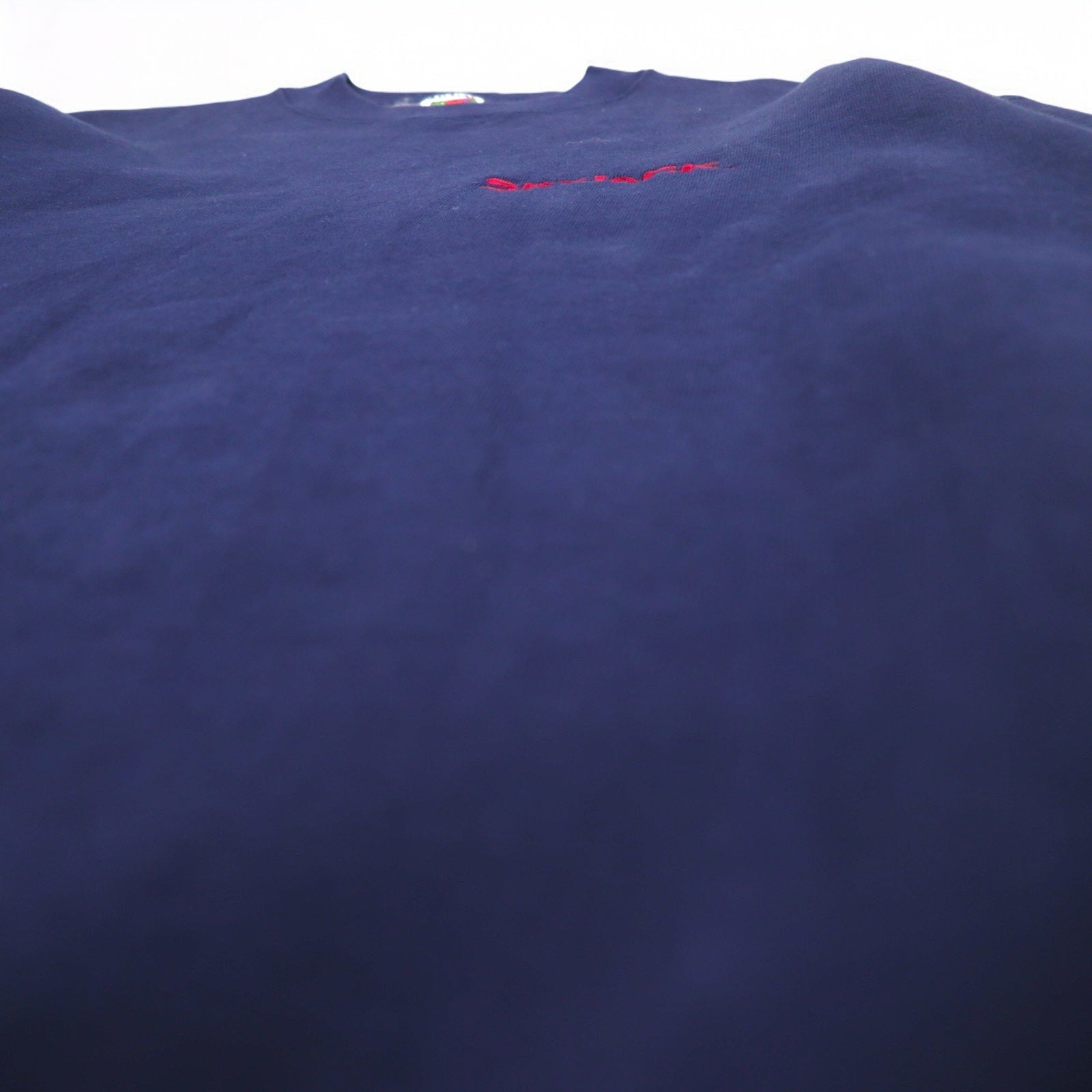 FRUIT OF THE LOOM Anni '90 Made in USA Felpa SUPER COTTON L Blu Navy Interno felpato SKYJACK Ricamo monologo