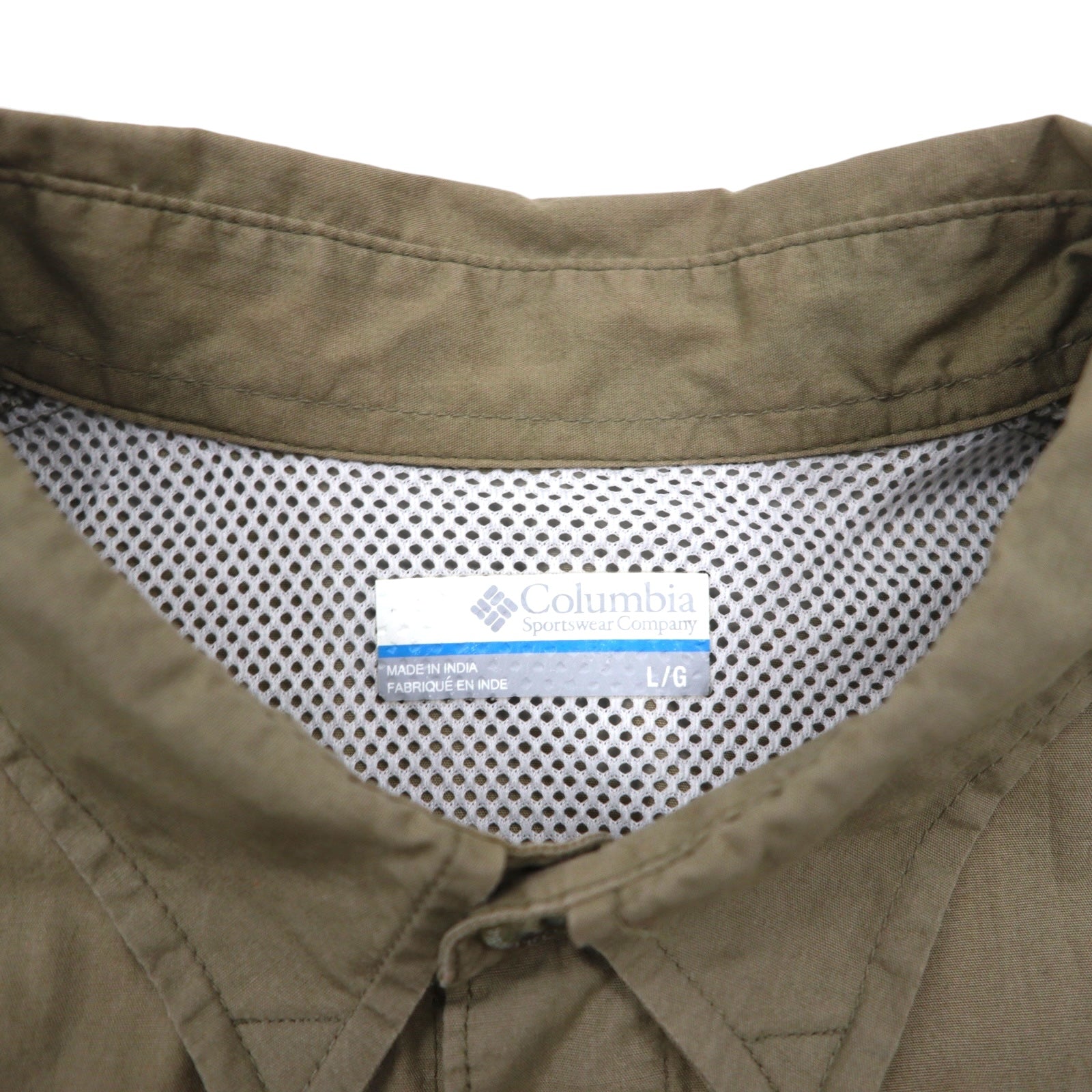 Camicia da pesca a maniche corte Columbia PFG Bahama, taglia L, color cachi, in cotone, multi-tasca, FM7130