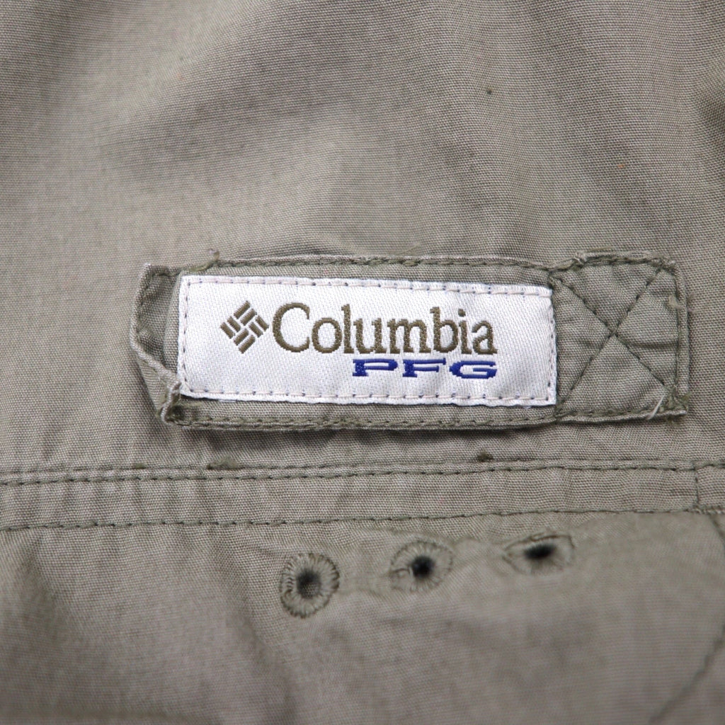 Camicia da pesca a maniche corte Columbia PFG Bahama, taglia L, color cachi, in cotone, multi-tasca, FM7130
