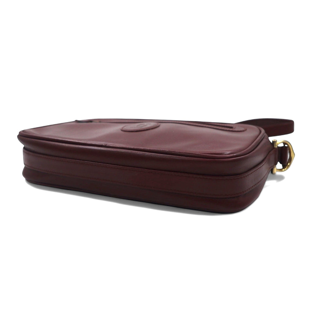 Borsa a tracolla Cartier Must Line, bordeaux, con logo, in pelle vecchia