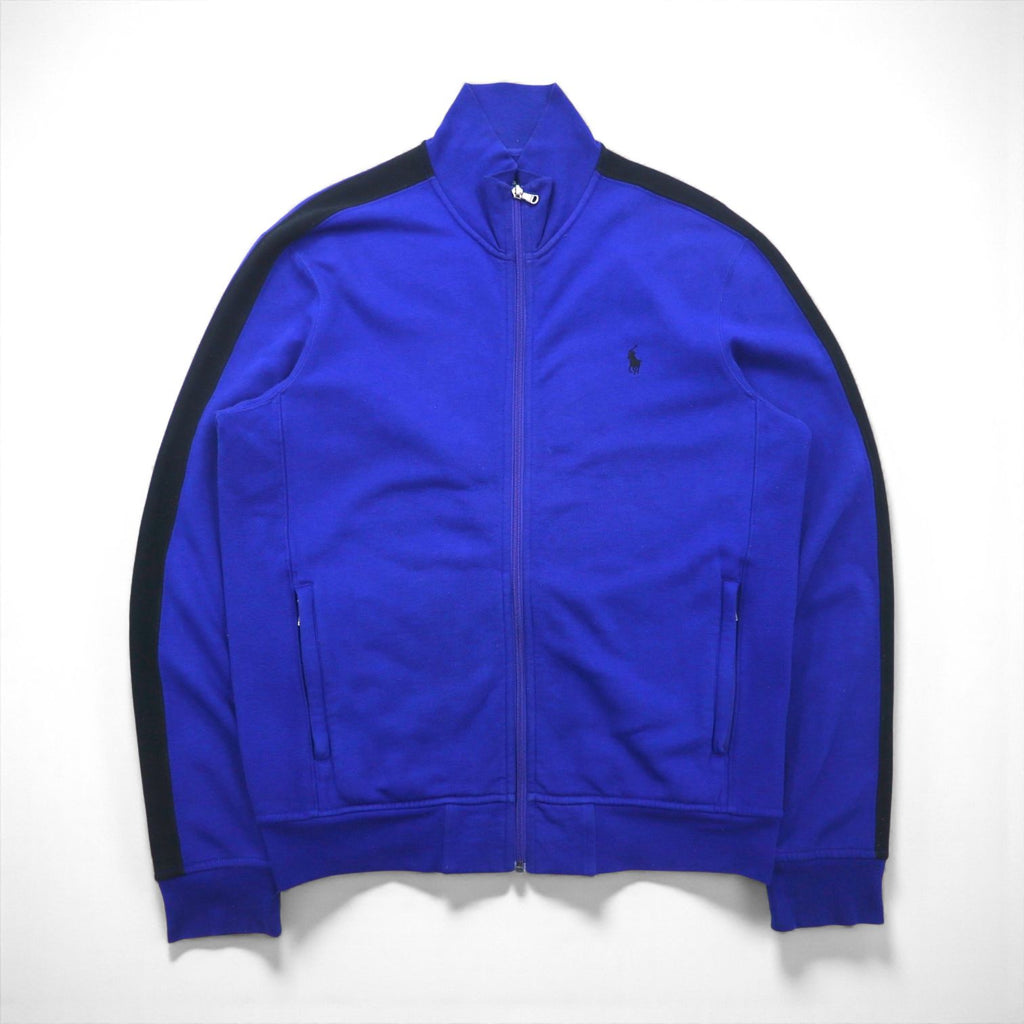 Polo Ralph Lauren 90年代 リバースウィーブ スウェット トラックジャケット ジャージ M ブルー スモールポニー刺繡 スタンドカラー