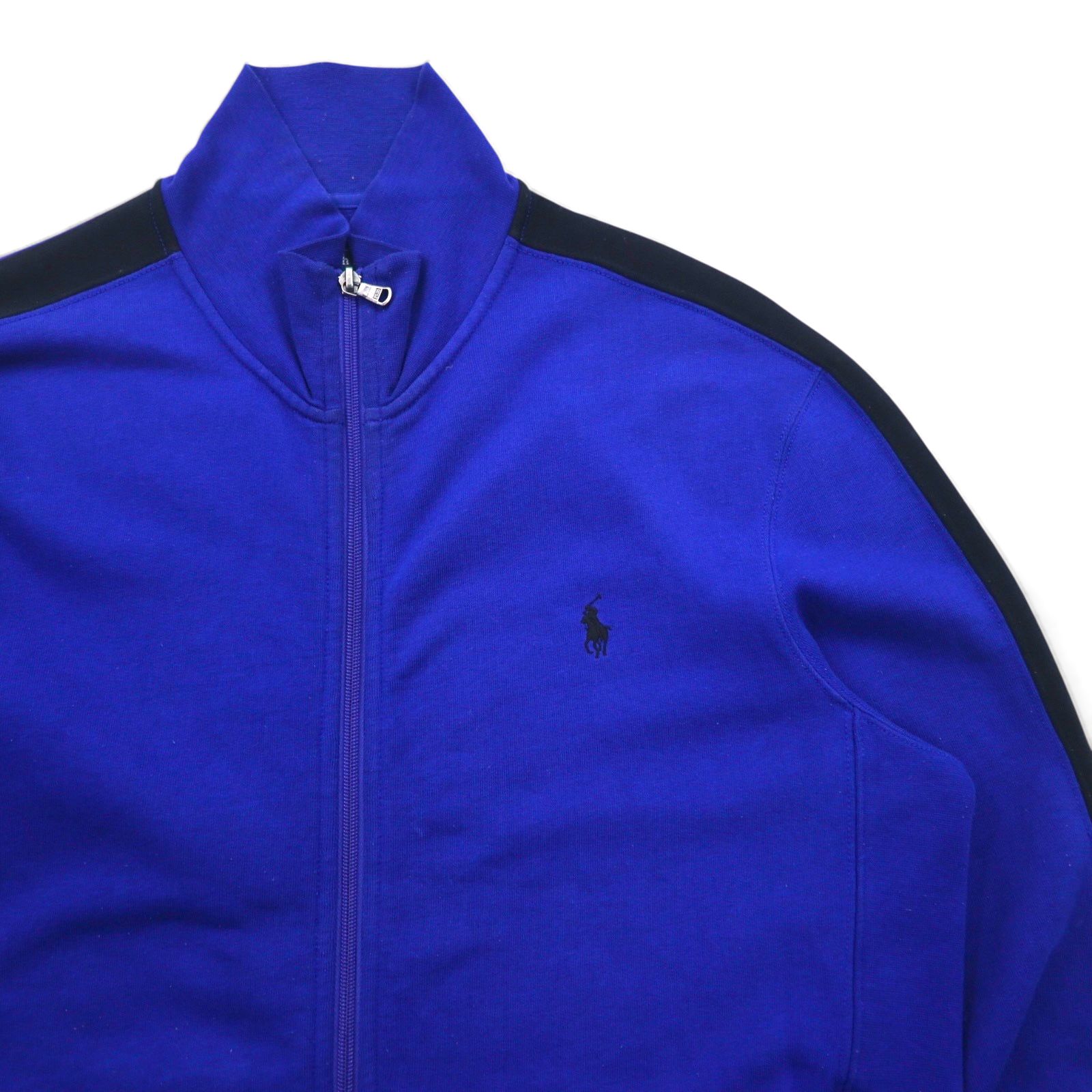 Polo Ralph Lauren 90年代 リバースウィーブ スウェット トラックジャケット ジャージ M ブルー スモールポニー刺繡 スタンドカラー