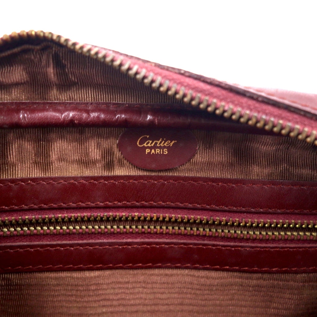 Borsa a tracolla Cartier Must Line, bordeaux, con logo, in pelle vecchia