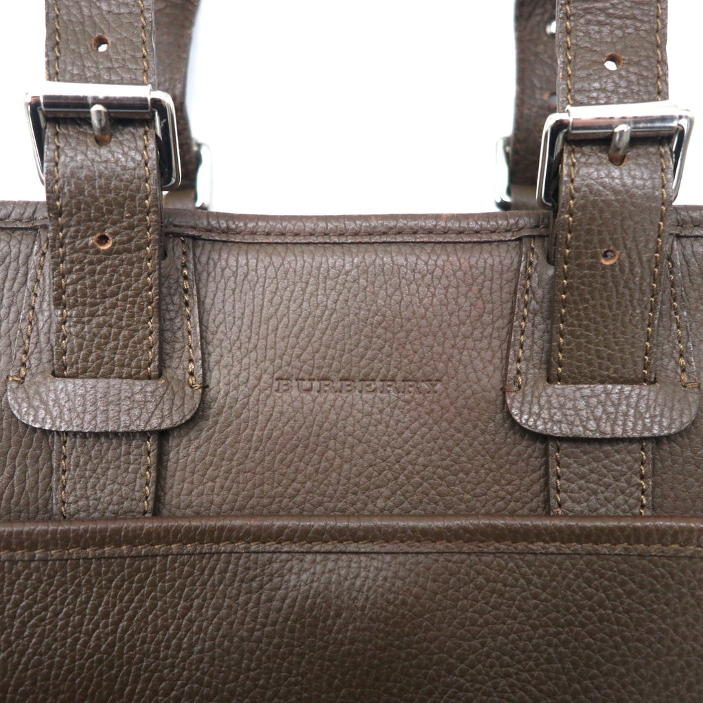 BURBERRY Borsa a mano quadrata Marrone Pelle martellata Interno Nova Check