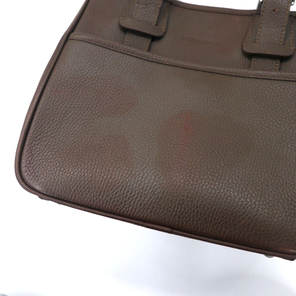 BURBERRY Borsa a mano quadrata Marrone Pelle martellata Interno Nova Check