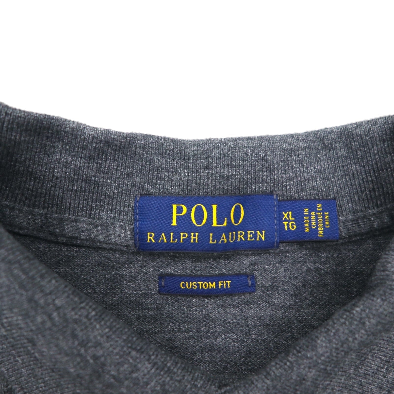 POLO RALPH LAUREN Polo, XL, grigio, cotone piquet, ricamo piccolo pony
