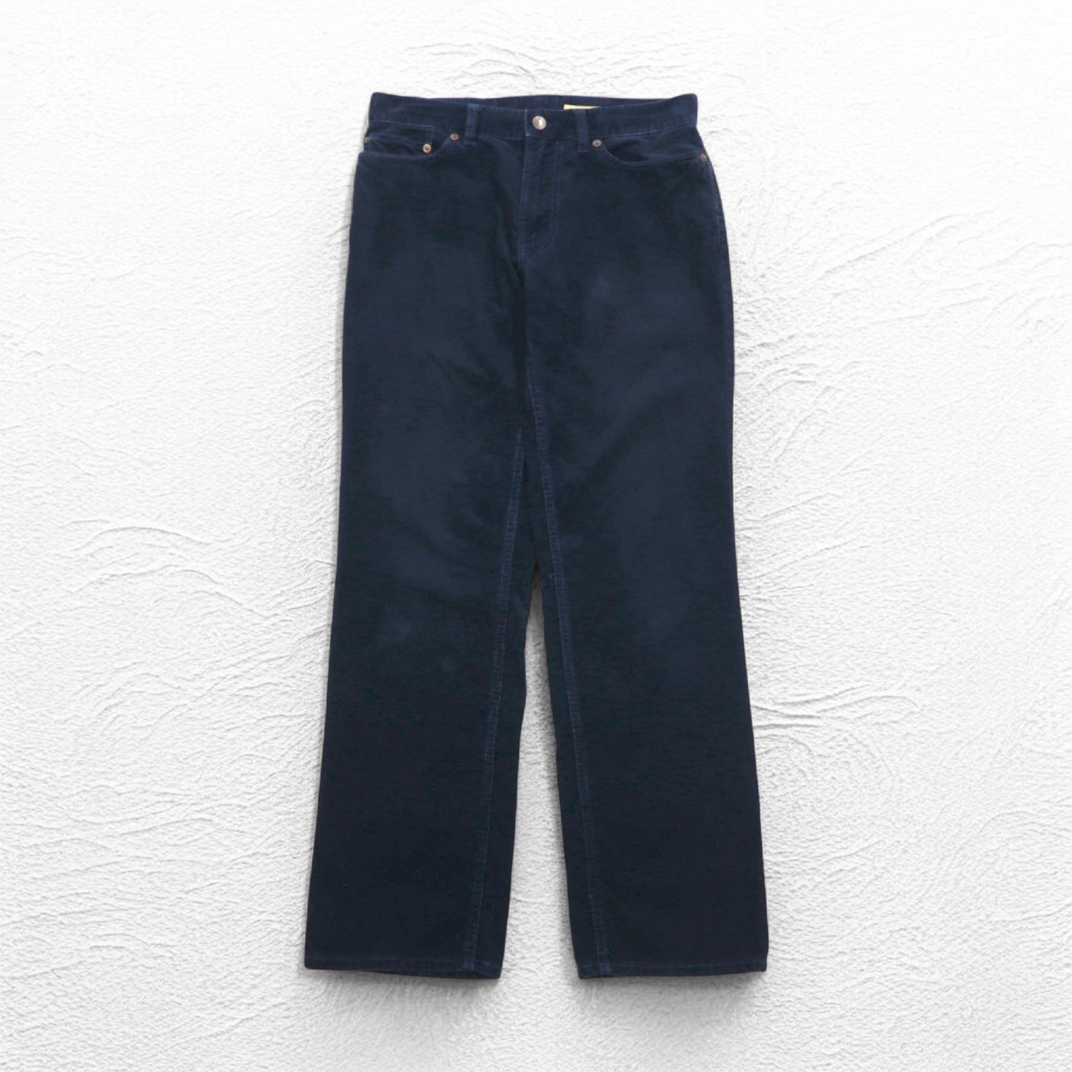 POLO RALPH LAUREN anni '90 pantalone in velluto a costine M blu navy toppa in pelle