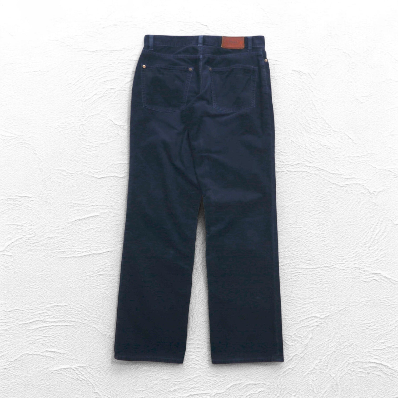 POLO RALPH LAUREN anni '90 pantalone in velluto a costine M blu navy toppa in pelle