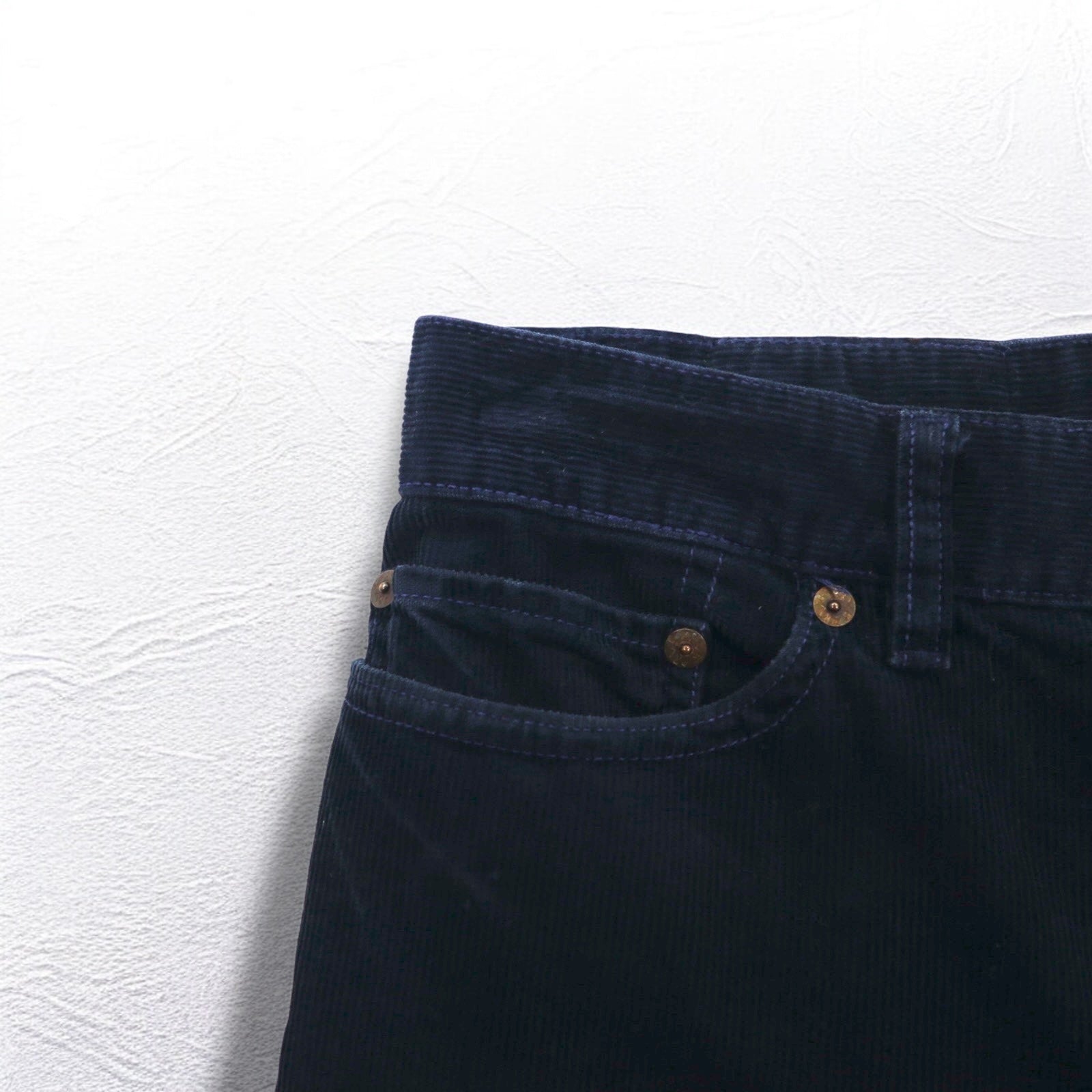 POLO RALPH LAUREN anni '90 pantalone in velluto a costine M blu navy toppa in pelle